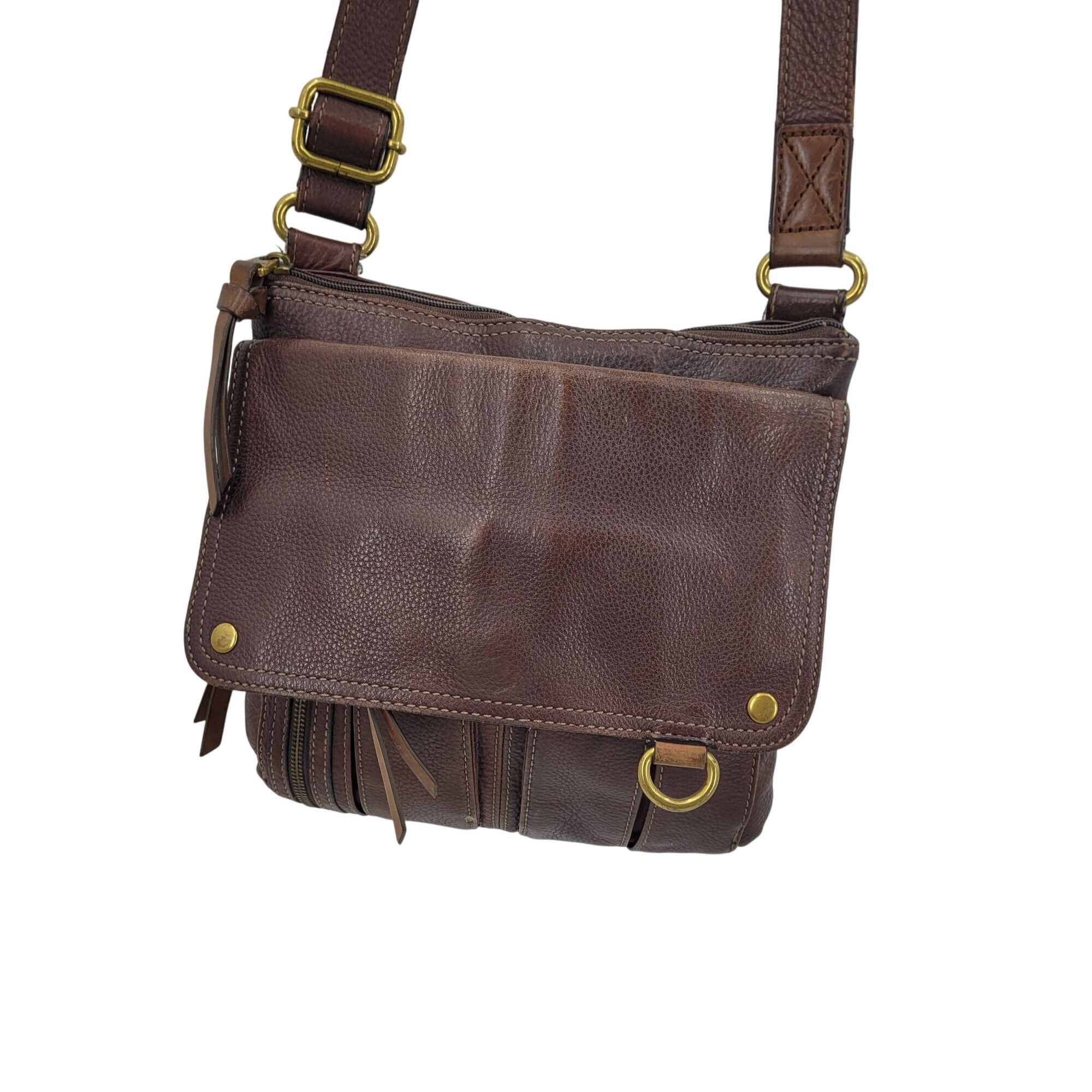 Fossil Vtg Fossil Morgan Brown Pebble Leather Crossbody Bag Multipl Size ONE SIZE - 1 Thumbnail