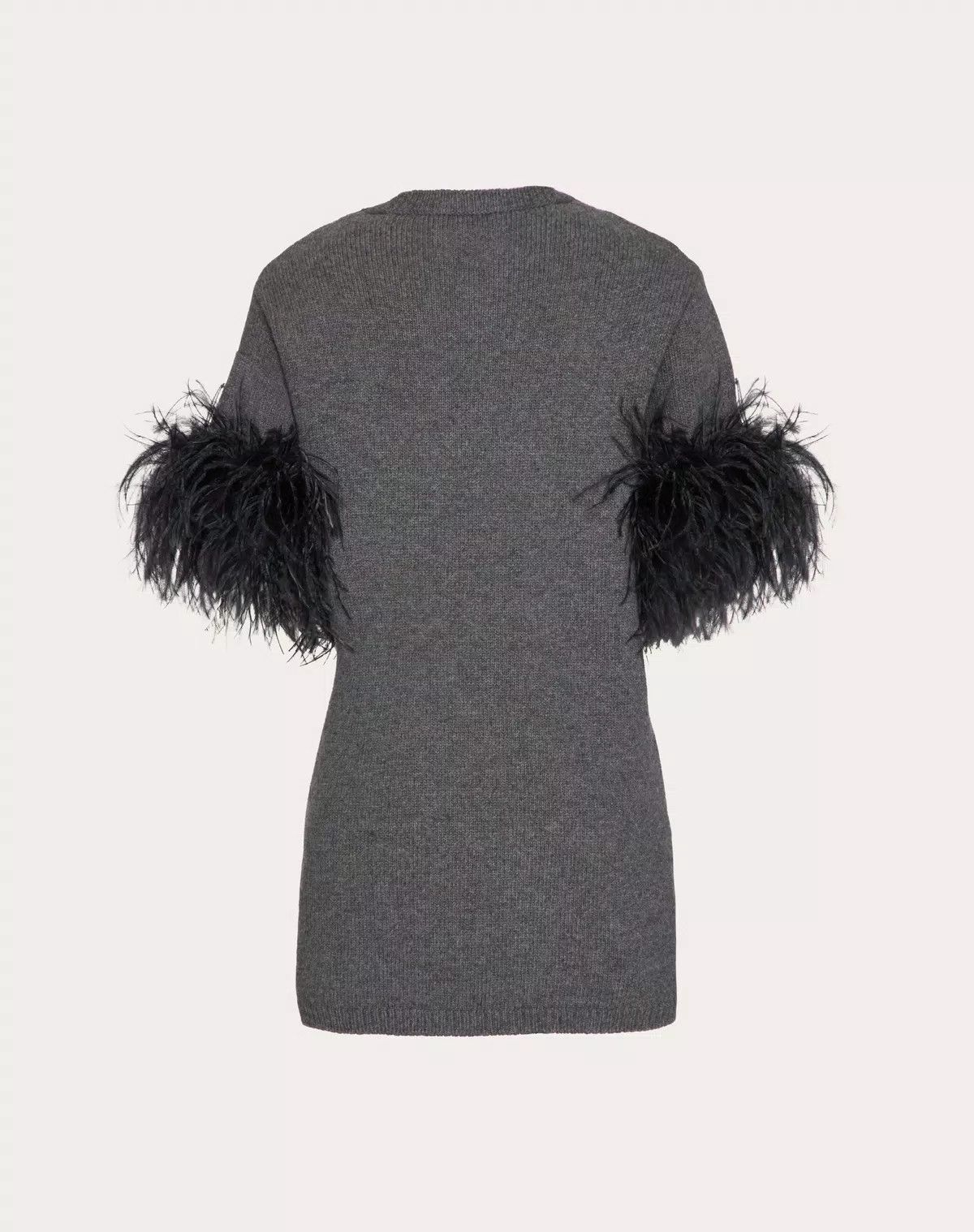 Valentino o1s1wg110426 Wool Jumper With Feathers in Grey Size S / US 4 / IT 40 - 3 Thumbnail