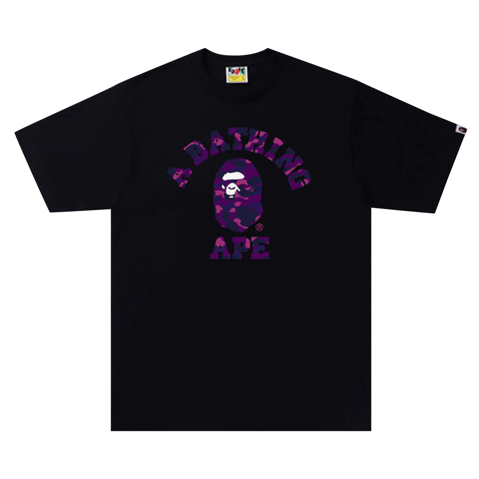 image of Bape Color Camo A College Tee Black/purple, Men's (Size Small)