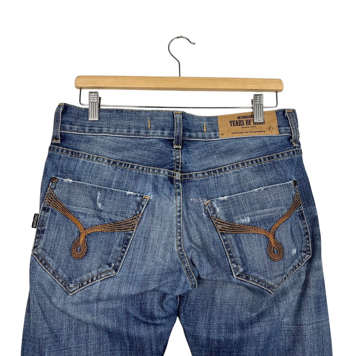 Japanese Brand Vintage 90s 020608 Tears Of Bleu Black Line Denim Size 32" / US 10 / IT 46 - 8 Thumbnail