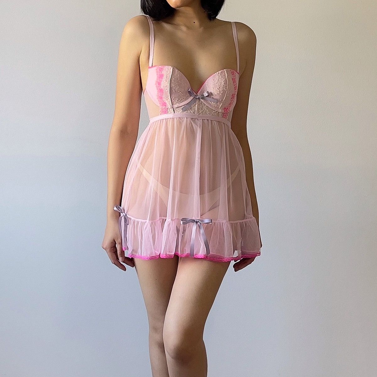 Victoria's Secret Victoria’s Secret Pink Mesh Sheer Mini Dress (34B/32C) Size S / US 4 / IT 40 - 1 Thumbnail
