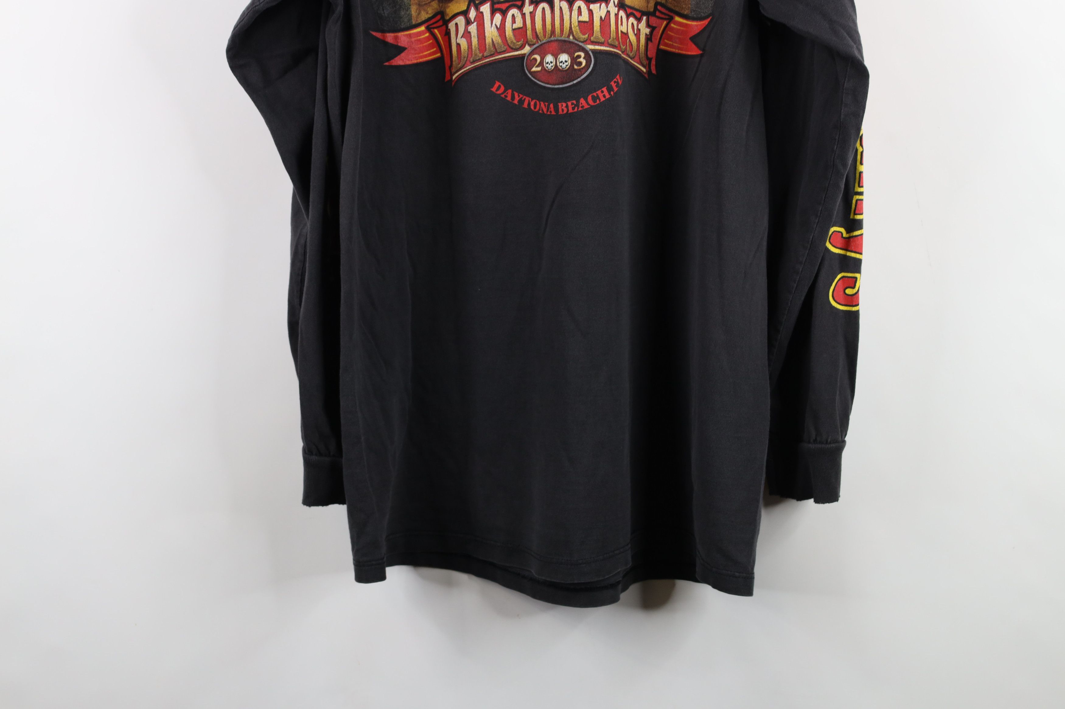 Vintage Vintage Y2K 2003 Harrys Skull Motorcycle Long Sleeve T-Shirt Size US M / EU 48-50 / 2 - 14 Thumbnail