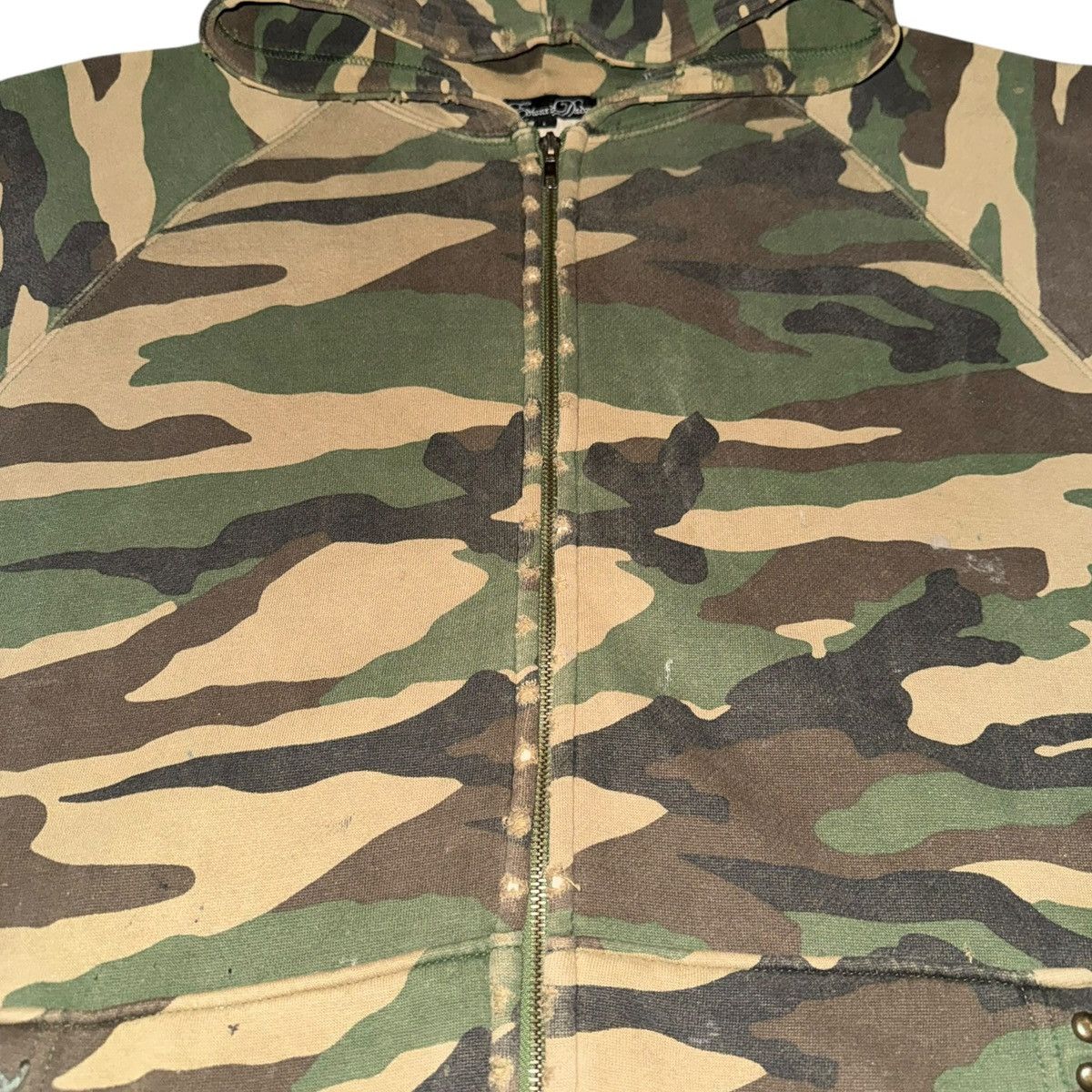 Dragonfly 1990s Archive Gothic/Emo Waffle Lined Camo Zip Up Hoodie Size US XL / EU 56 / 4 - 13 Thumbnail