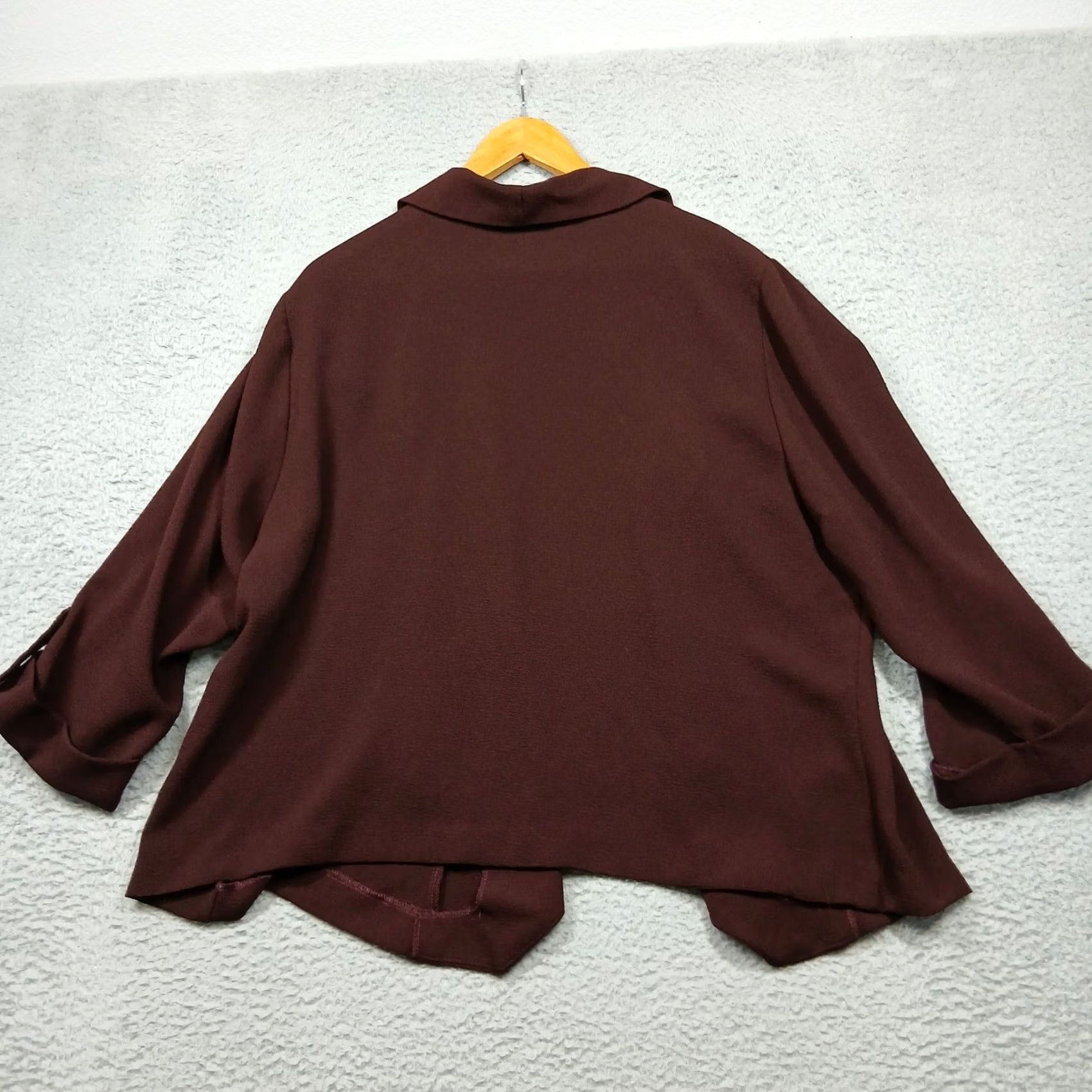 Vintage Charlotte Russe Blazer Jacket Women 3X Brown Open Front Draped Crepe Plus Size Size XXL / US 16-18 / IT 52-54 - 2 Thumbnail