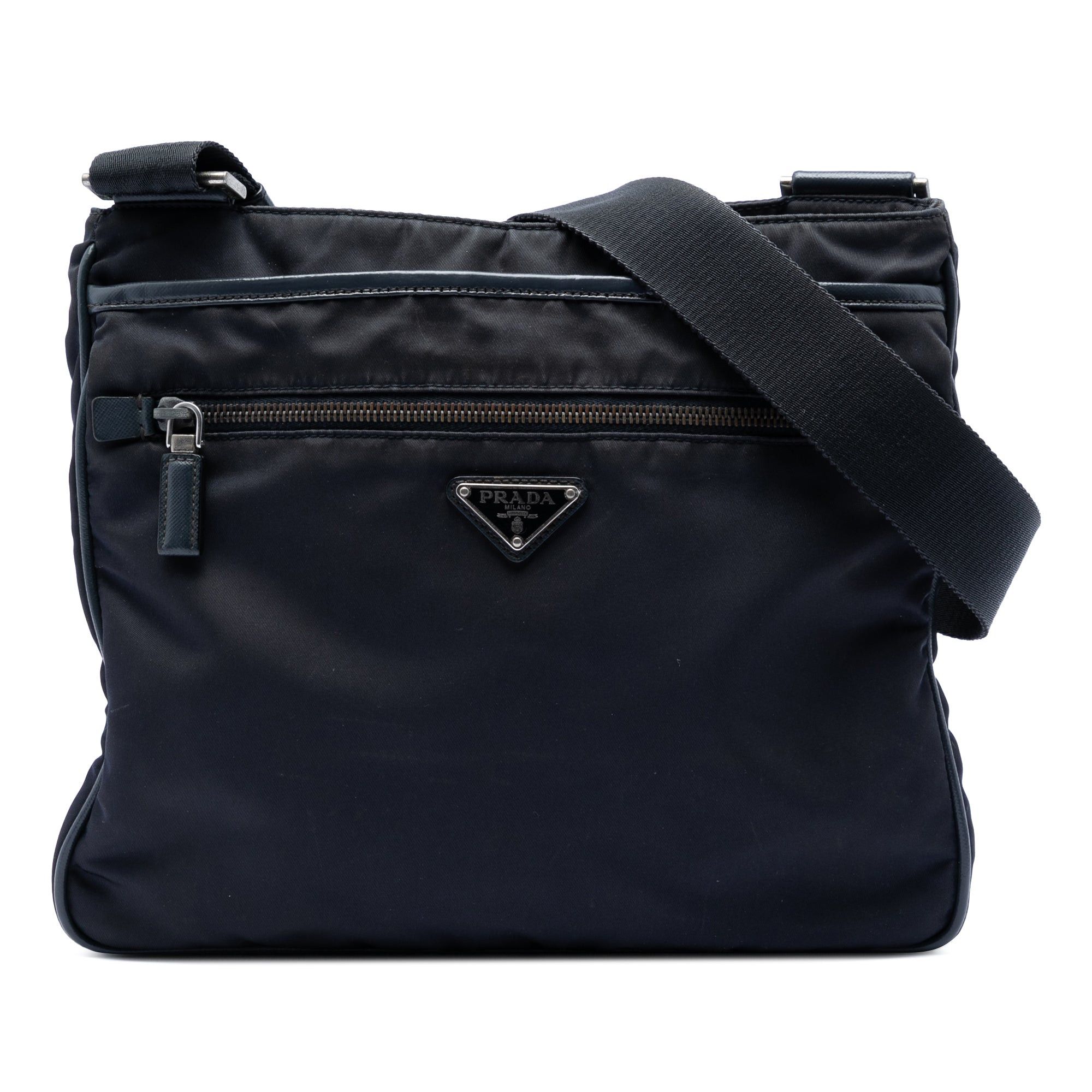Prada Saffiano Trimmed Tessuto Zip Top Crossbody Size ONE SIZE - 1 Thumbnail