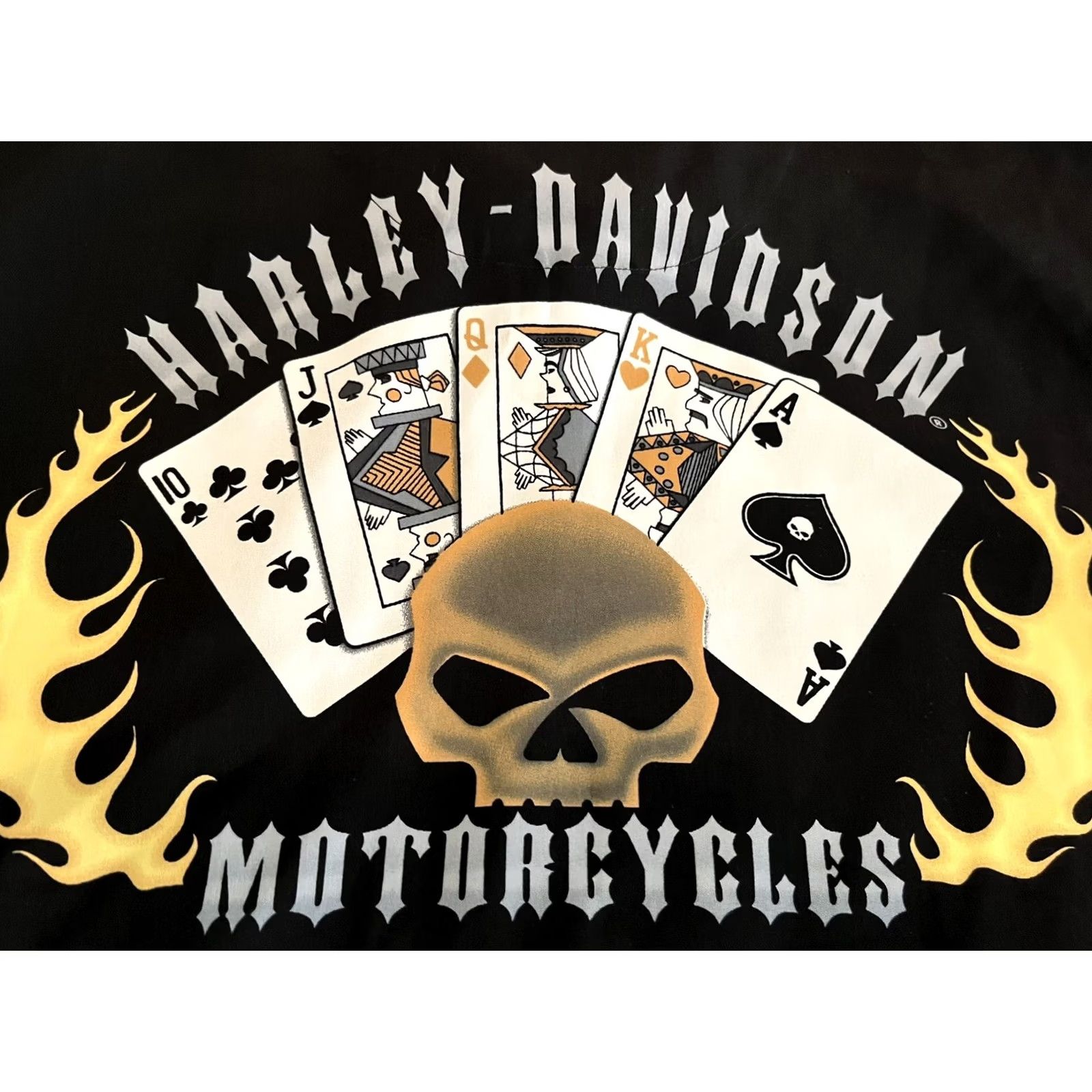 Harley Davidson Harley-Davidson Short Sleeve Button-Up Shirt Black Flames Skull Cards Mens Large Size US L / EU 52-54 / 3 - 2 Thumbnail