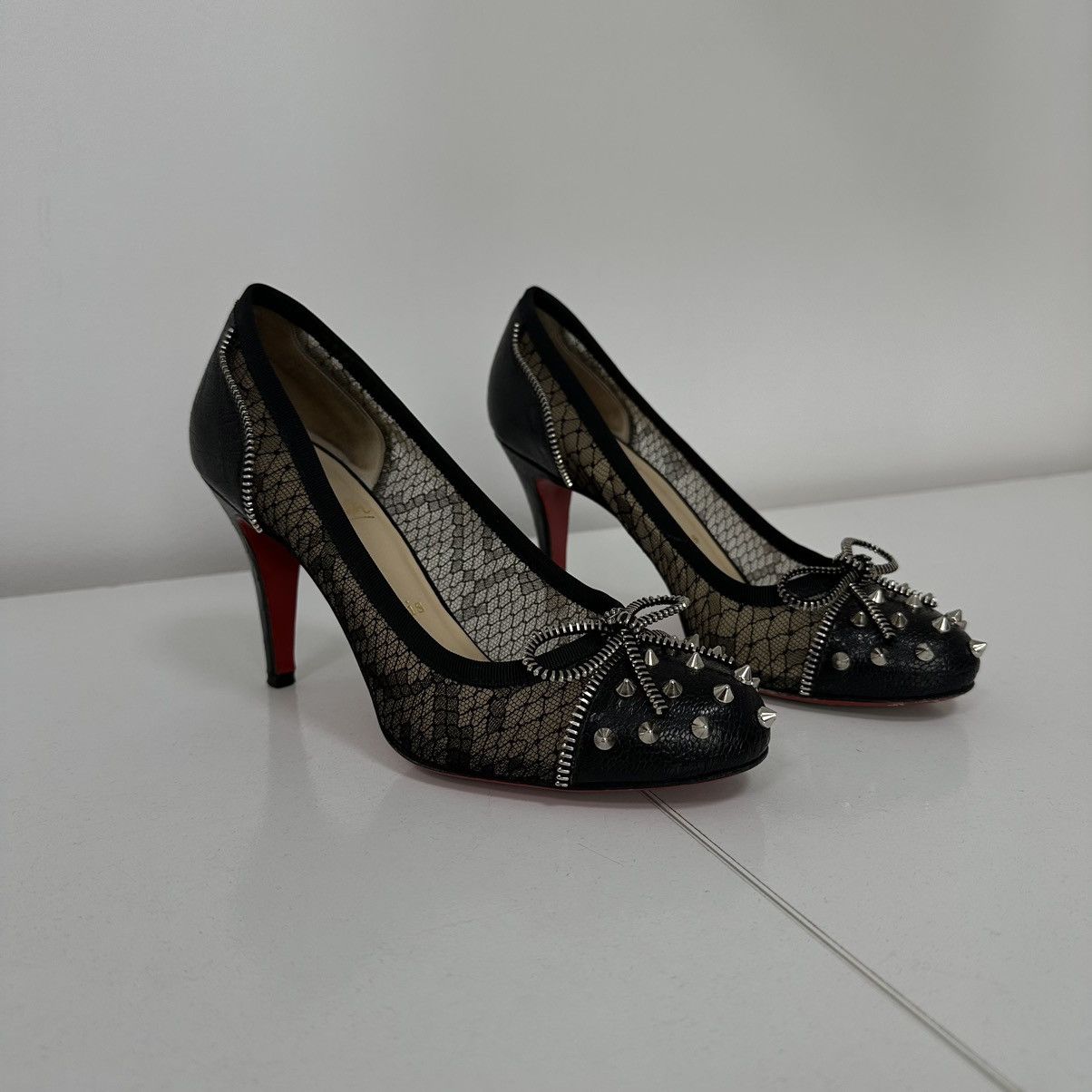 Christian Louboutin Christian Loboutain Candy Spike Pumps Black Leather Heels Size US 8 / IT 38 - 1 Thumbnail