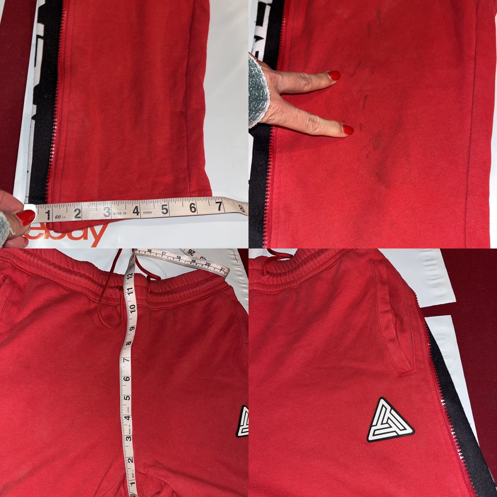 Black Pyramid VINTAGE Black Pyramid RED Baggy Sweatpants Black Side Spellout ZIP SIDES Mens Medium Y2K Size US 31 - 8 Thumbnail
