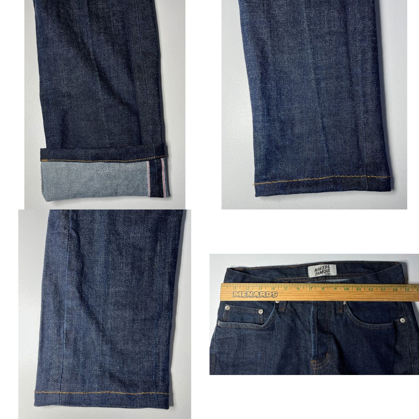 Vintage Naked & Famous Denim Weird Guy Stretch Selvedge Jeans Mens 30 Blue Denim 5-Pocket City Classic Straight Jeans Size US 30 / EU 46 - 9 Thumbnail