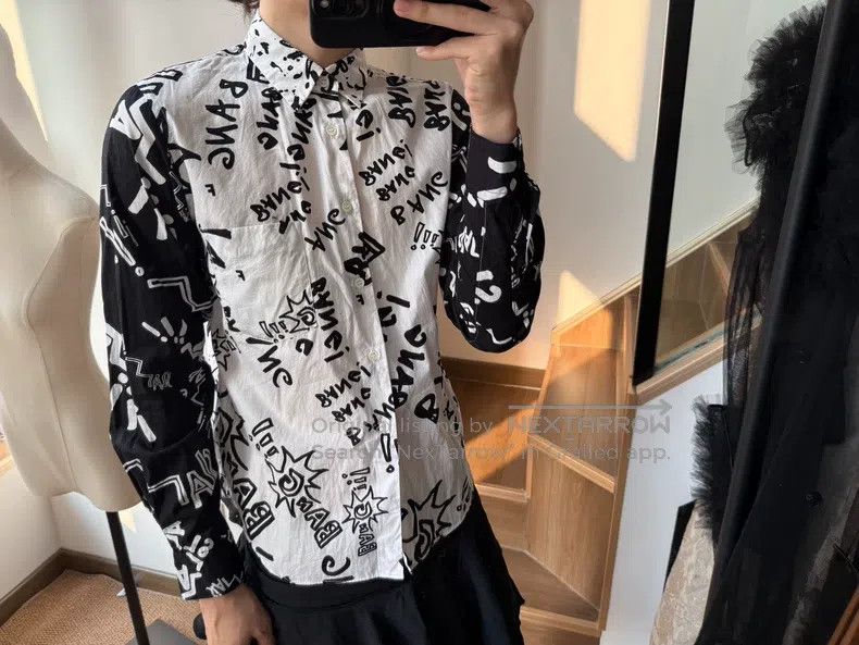 Comme des Garcons Comme des Garcons Black and white stitching graffiti shirt Size S / US 4 / IT 40 - 5 Thumbnail