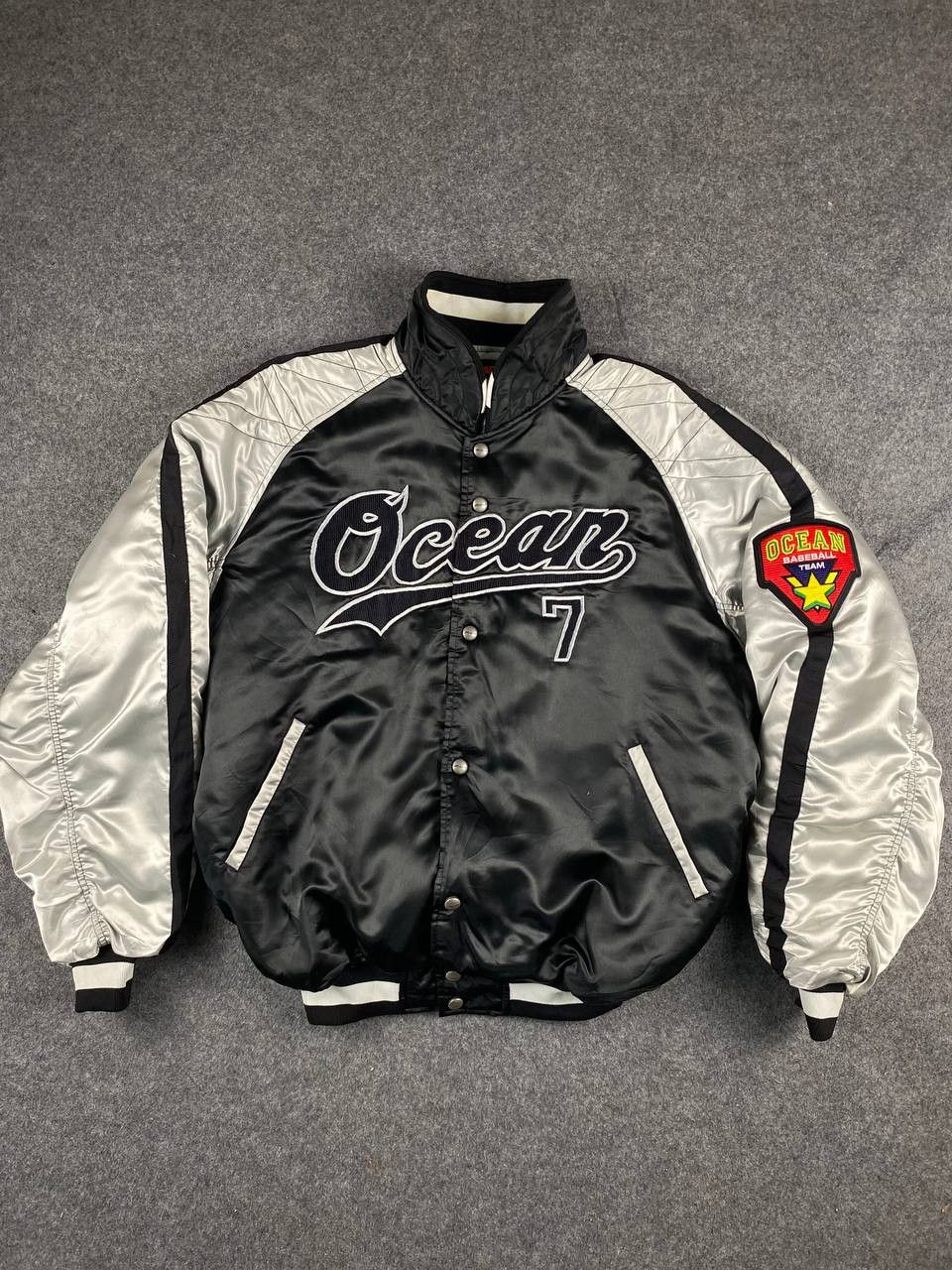 vintage mizuno ocean baseball team bomber jacket nice design