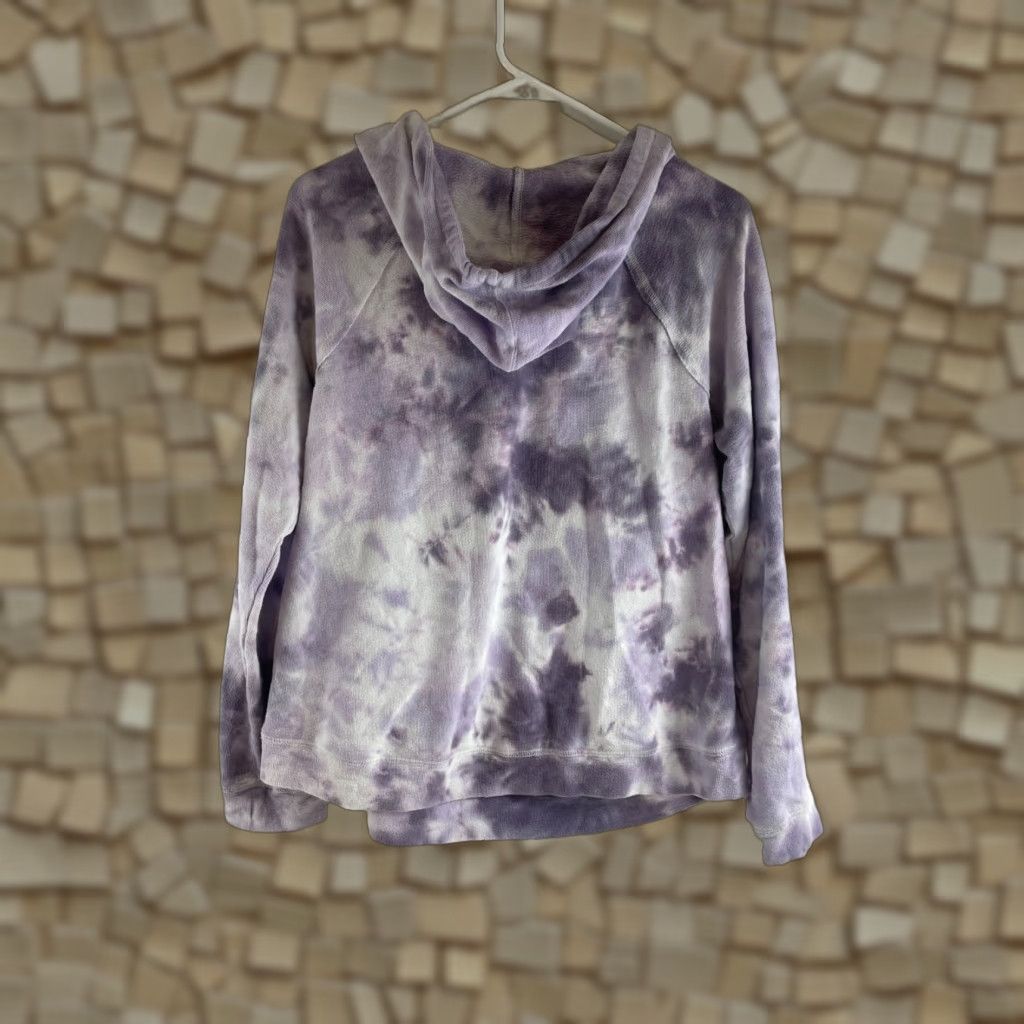 Vintage Maurices Hoodie Sweater Women’s Size M Purple White Tie Dye Pullover V-Neck Long Sleeve Knit Regular Size M / US 6-8 / IT 42-44 - 1 Thumbnail