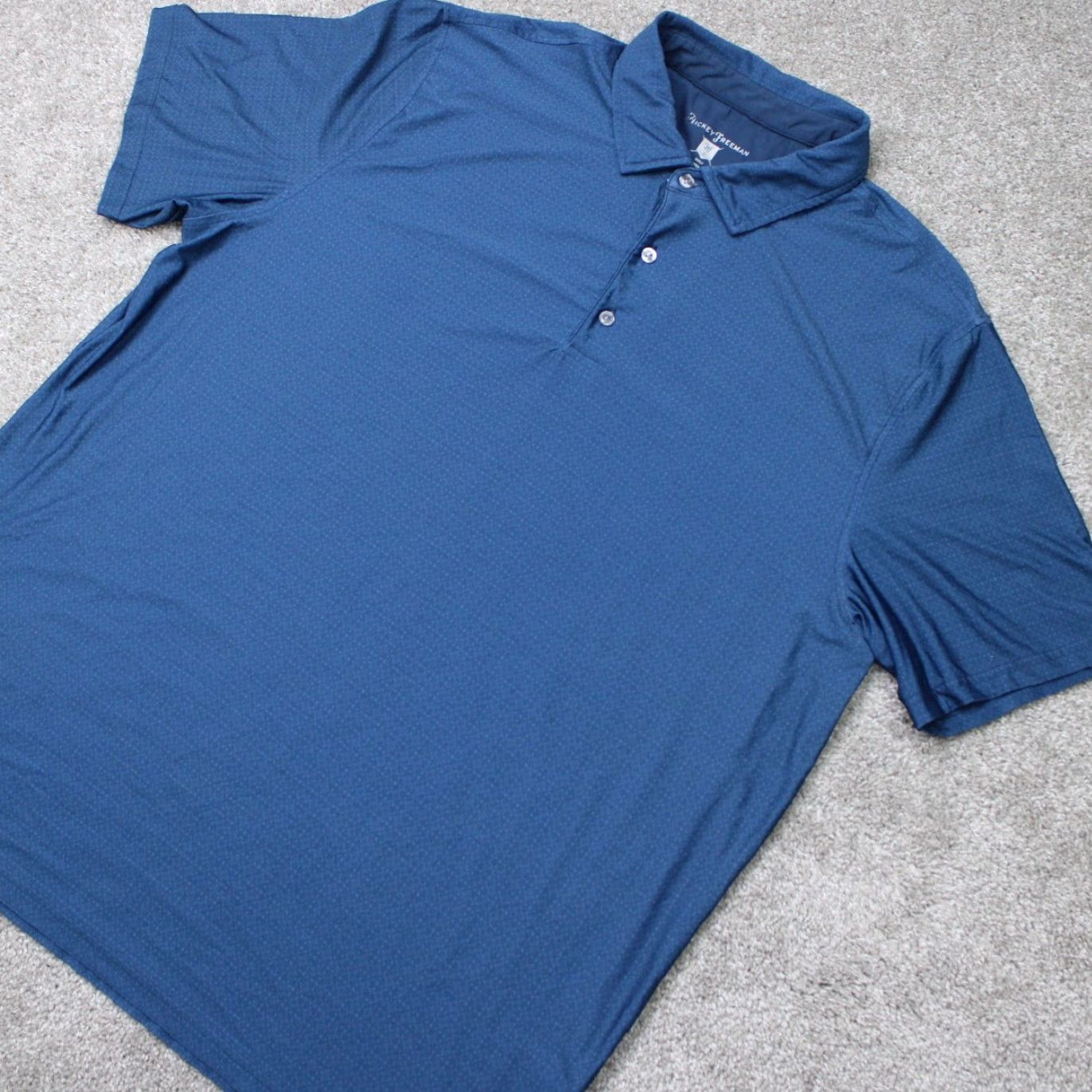 Vintage Hickey Freeman Golf Polo Shirt Mens XL Blue Geometric Stretch Short Sleeve Polo Size US XL / EU 56 / 4 - 4 Thumbnail