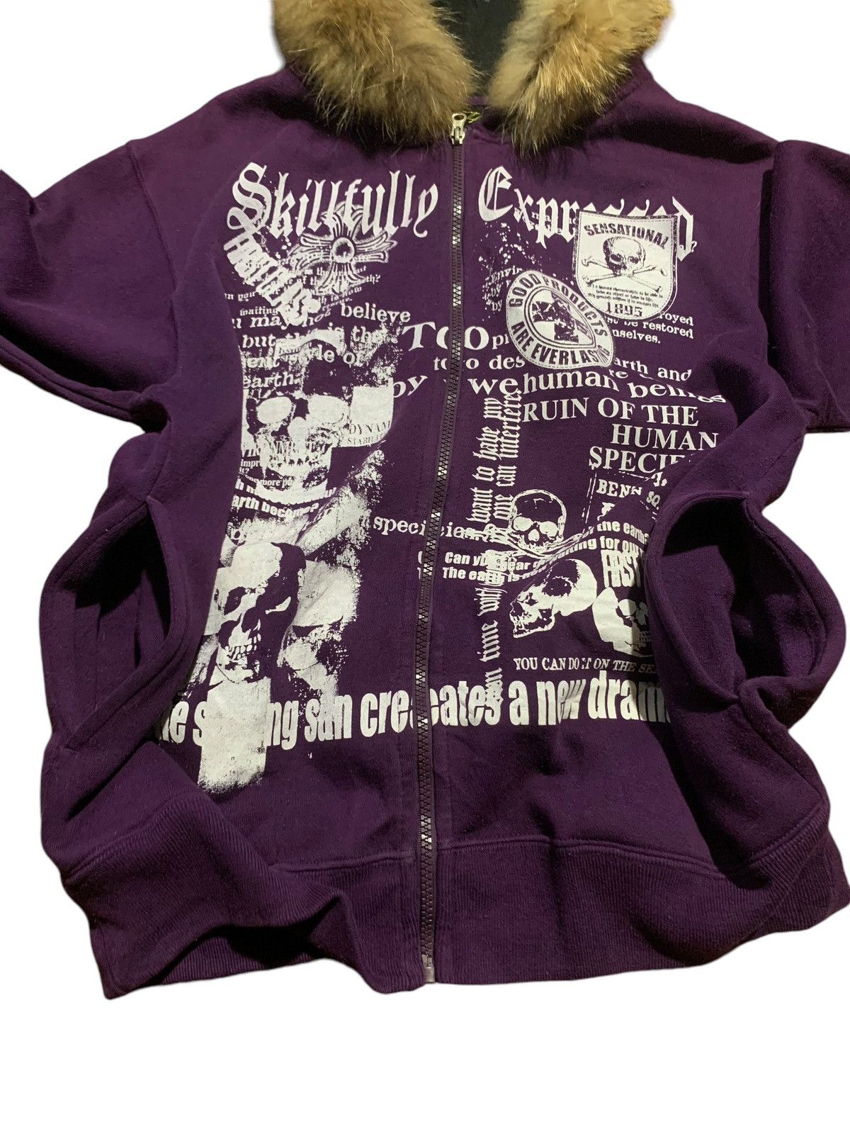 If Six Was Nine Bay Leaf skull cross punk fur hoodie rock style Size US L / EU 52-54 / 3 - 2 Thumbnail
