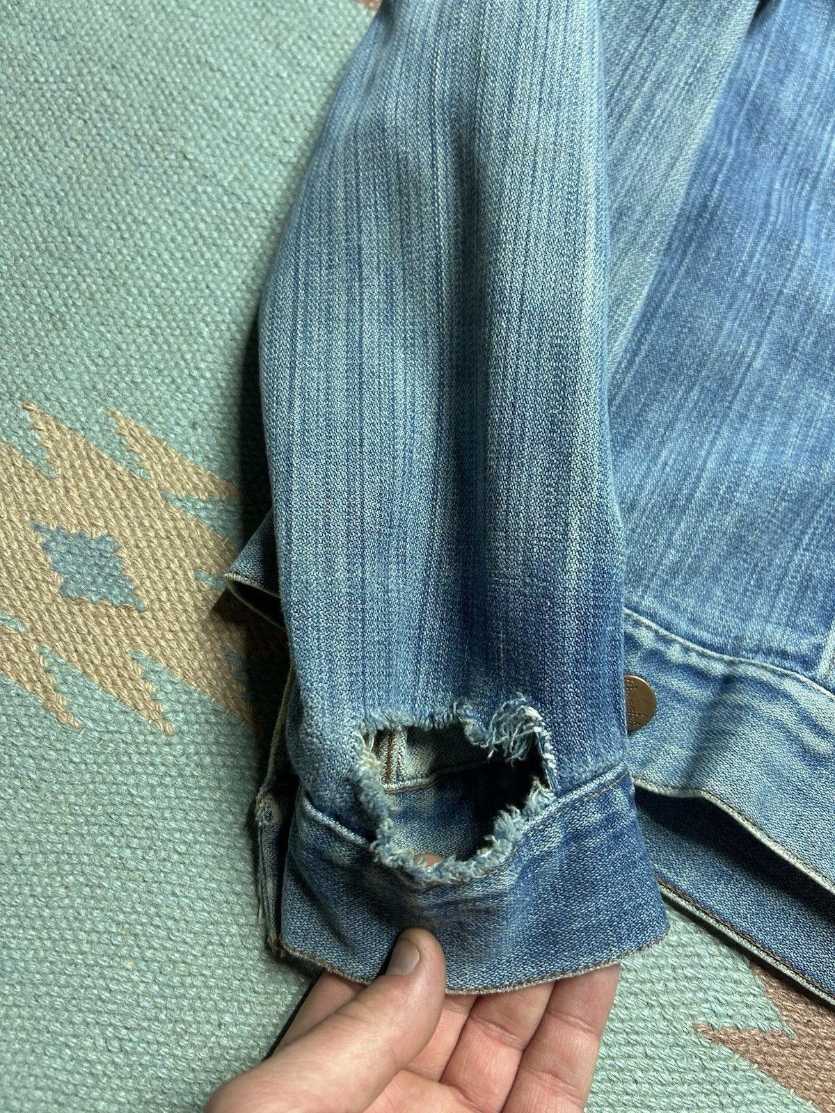 Vintage VTG 70s wrangler no fault denim jacket faded speedy patch L Size US L / EU 52-54 / 3 - 9 Thumbnail