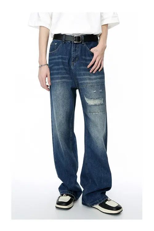 Other Vintage patch ripped loose straight jeans Size US 32 / EU 48 - 2 Thumbnail
