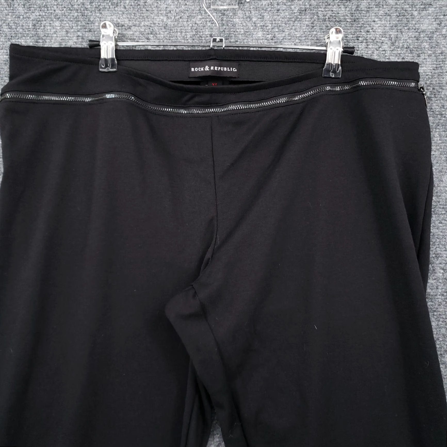 Vintage Rock & Republic Leggings Womens XL Black Mid-Rise Zip Accents Ankle Pull On Size 40" / US 18 - 5 Thumbnail
