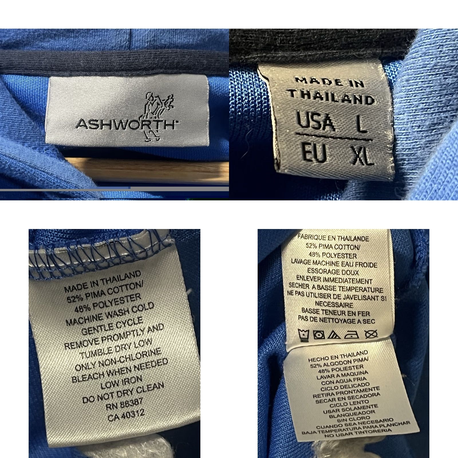 Vintage Ashworth Hoodie Sweatshirt Mens Blue Long Sleeve L - Golf Performance Sweatshirt & Hoodie Size US L / EU 52-54 / 3 - 8 Thumbnail