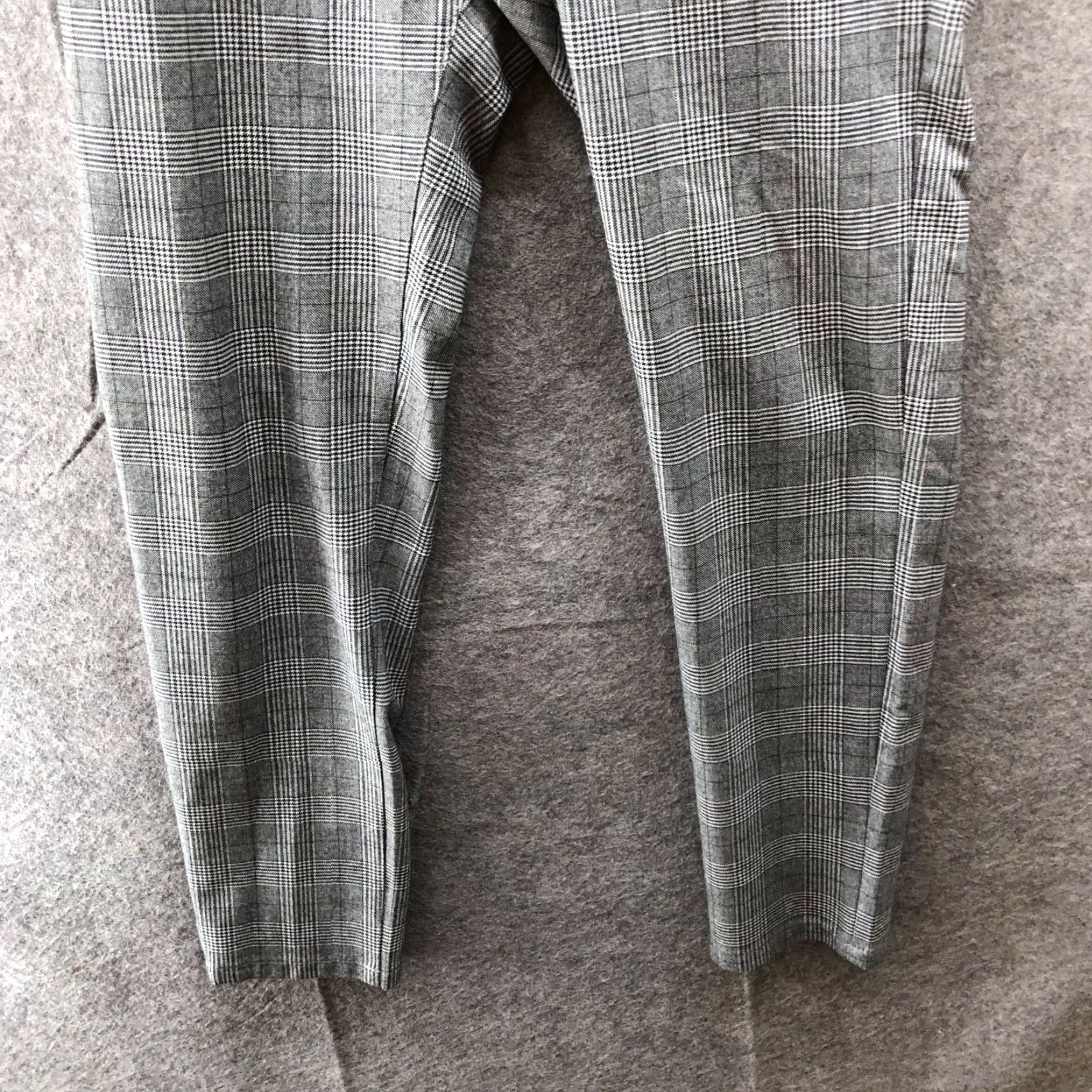 Zara Zara Slim Fit Stretch Pants Mens XS Gray Plaid Trouser Size US 27 - 4 Thumbnail