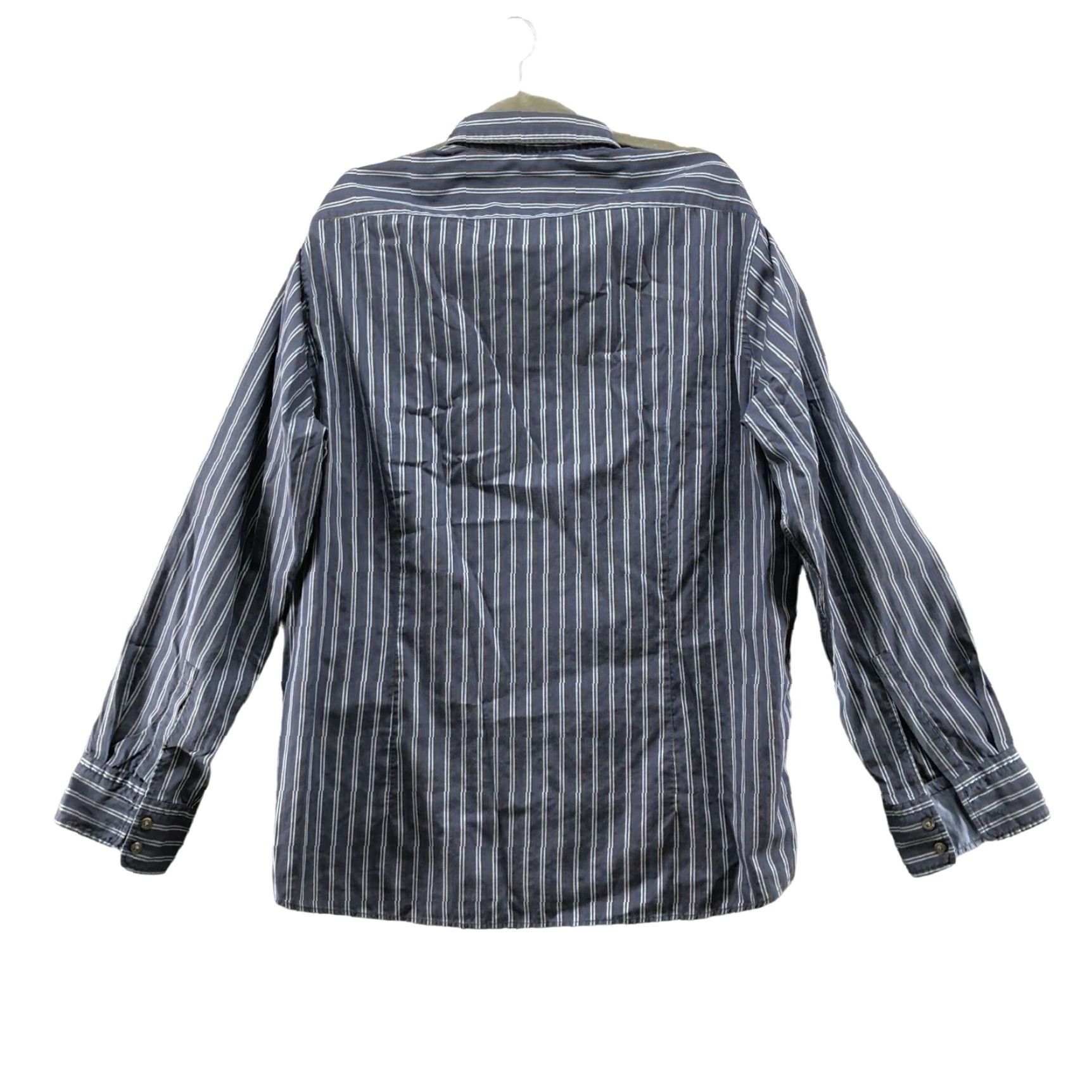 Hugo Boss VINTAGE Hugo Boss Lucas Dress Shirt Mens XL Blue Gray Striped Cotton Long Sleeve Business Formal Workwear Size 46R - 2 Thumbnail
