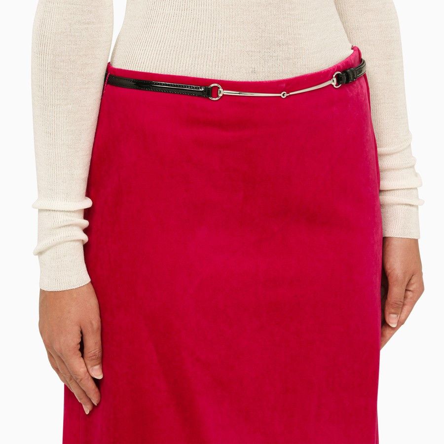 Gucci o1d2blof0824 Velvet Bloom Midi Skirt in Pink Size 27" / US 4 / IT 40 - 5 Thumbnail