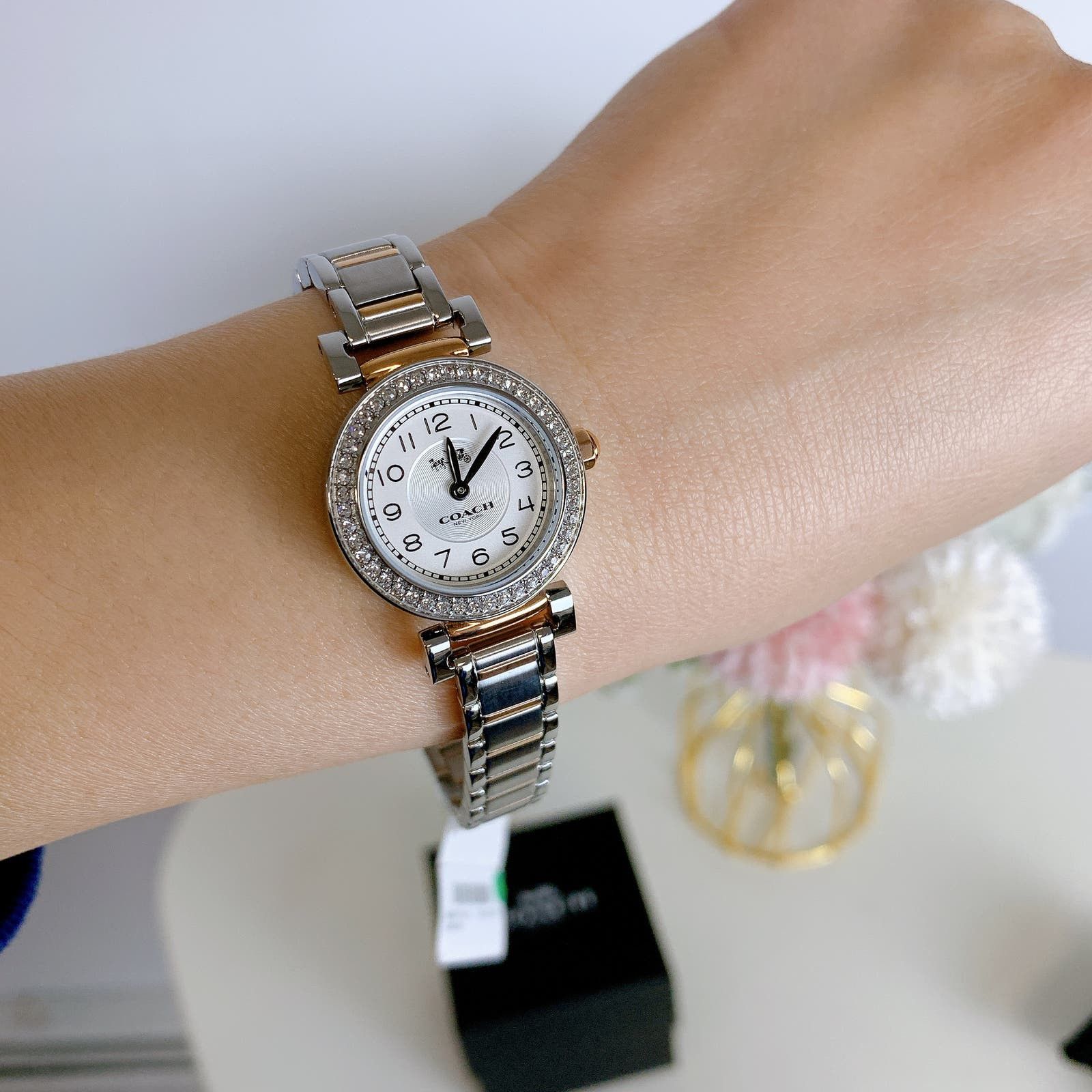 image of Coach 14502404 Madison White Dial Two-Tone Ladies Watch, Women's