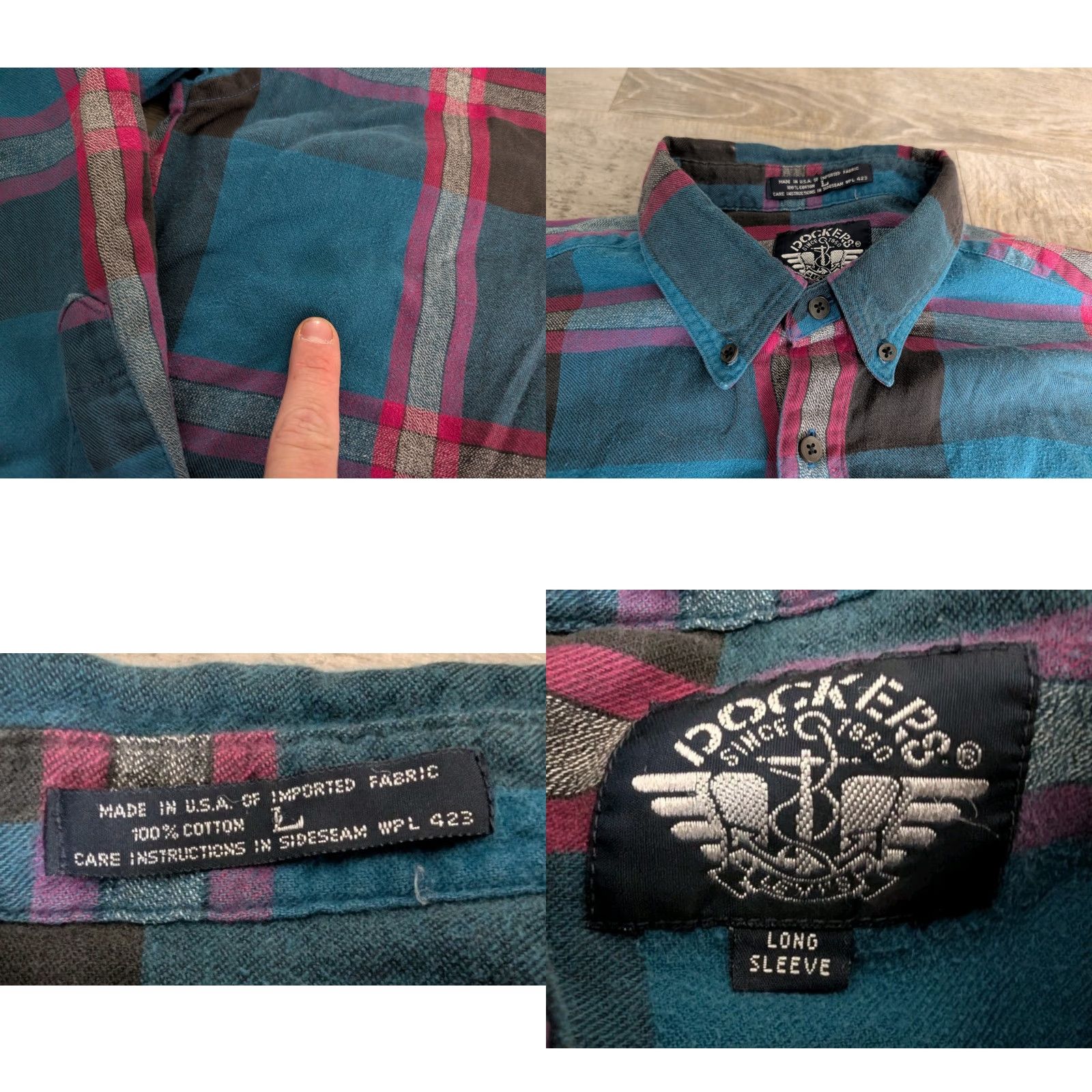 Dockers VINTAGE Dockers Shirt Mens L Blue Red Plaid Button-Down Cotton Long Sleeve 90s Casual Size US L / EU 52-54 / 3 - 8 Thumbnail