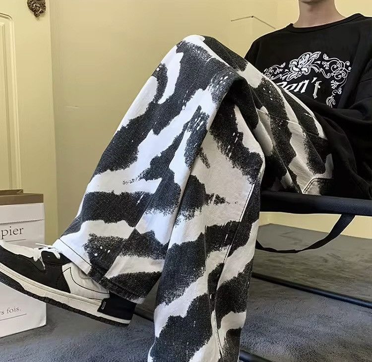 Designer × Vintage Baggy Straight Zebra Style Jeans Pants Tie Dye Size US 32 / EU 48 - 7 Thumbnail