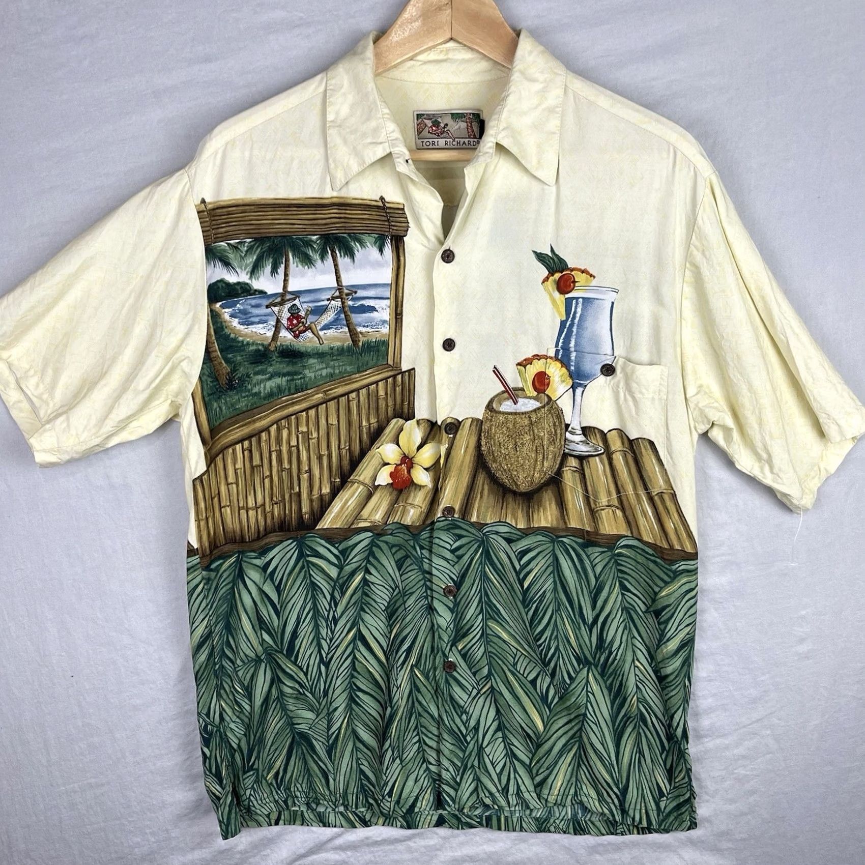 Tori Richard VINTAGE Tori Richard Shirt Mens Large Green Yellow Hawaiian Cocktails Aloha Size US L / EU 52-54 / 3 - 2 Thumbnail