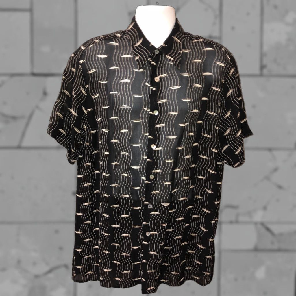 Vintage Navales Amsterdam Mens Black 100% Viscose Button Front Short Sleeve Shirt Sz 3 Size US S / EU 44-46 / 1 - 1 Thumbnail