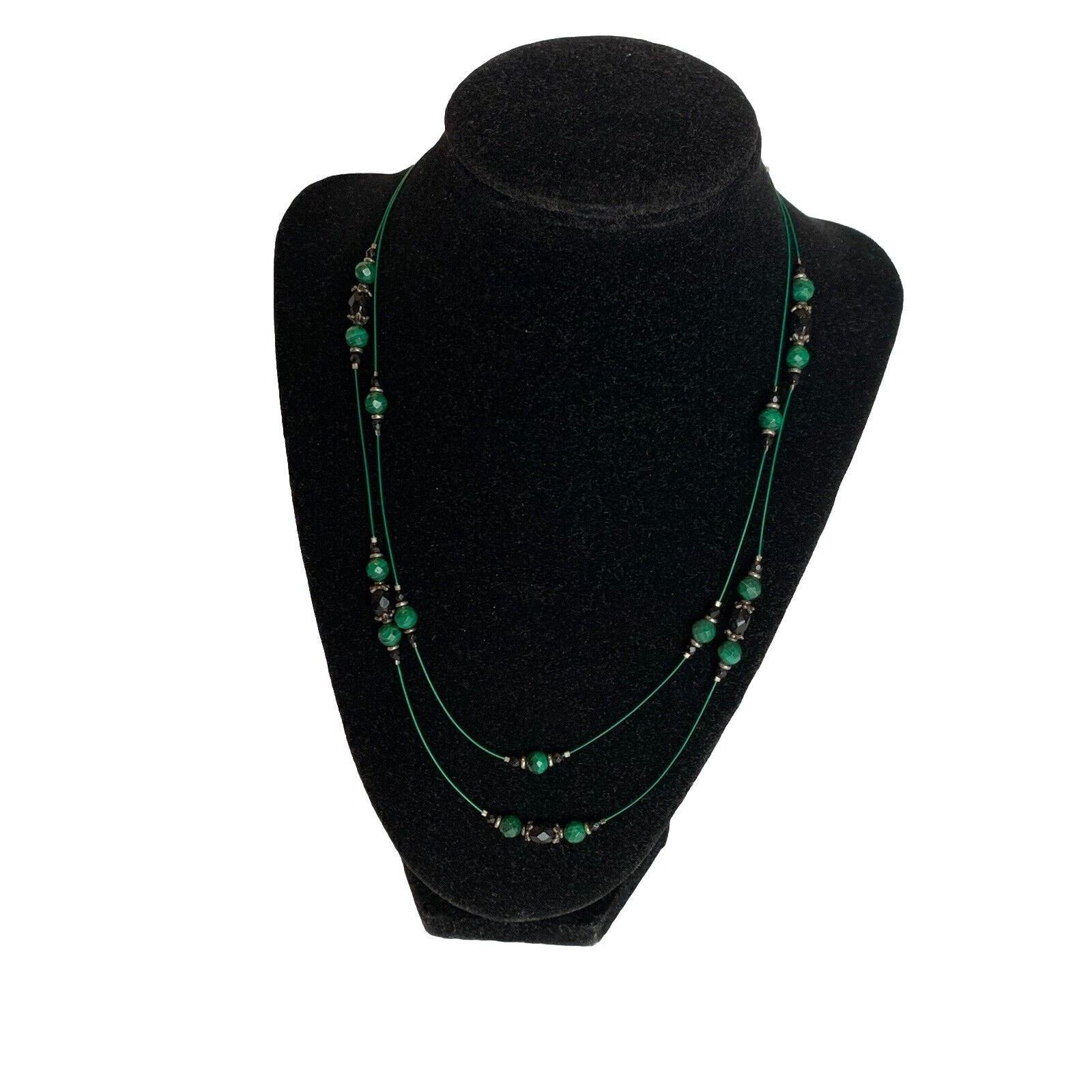 Other Women’s Silver Tone Malachite Glass Beaded 2xStrand Necklace Size ONE SIZE - 4 Thumbnail