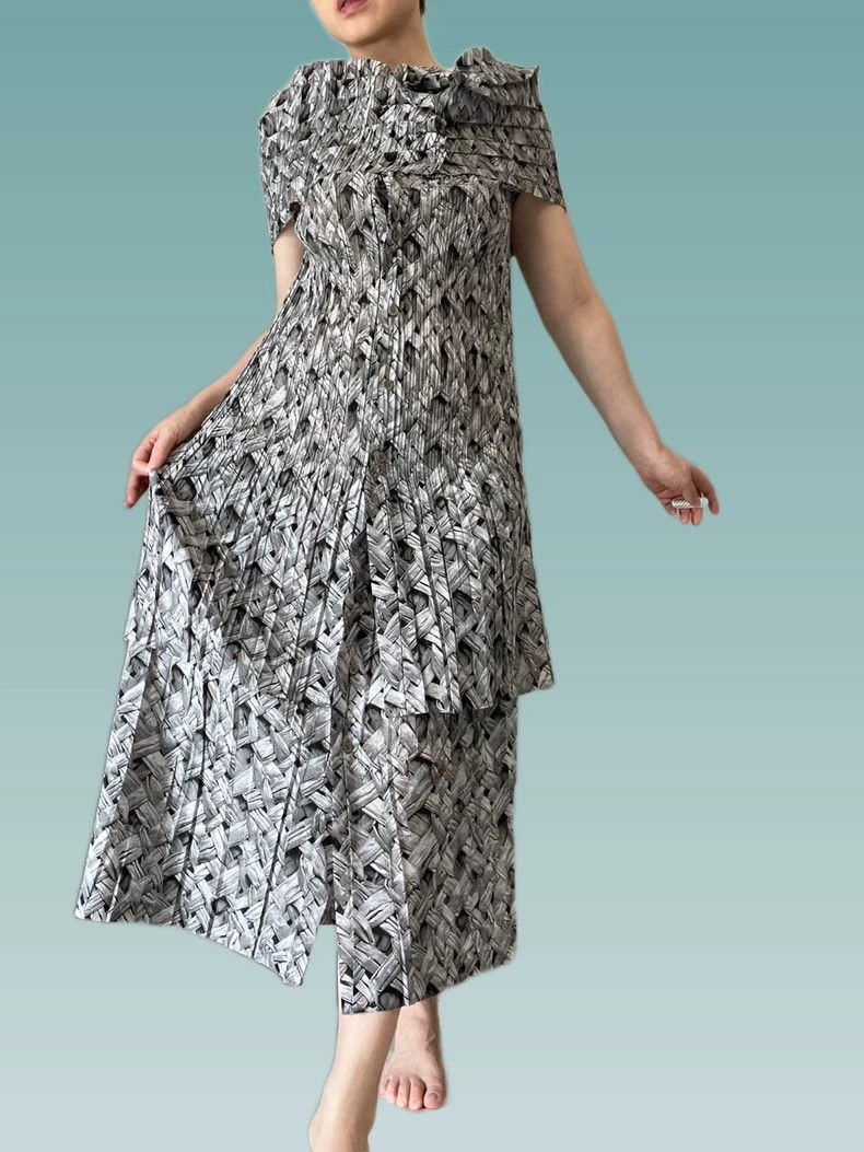 Issey Miyake Issey Miyake size:3 Main line wood grain printed stepped p Size L / US 10 / IT 46 - 1 Thumbnail