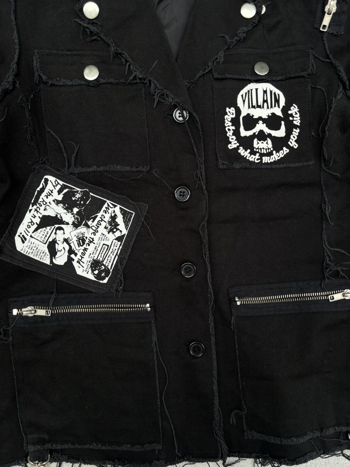 Japanese Brand Sexpot Revenge Patched Deconstructed Denim Jacket Size US S / EU 44-46 / 1 - 8 Thumbnail