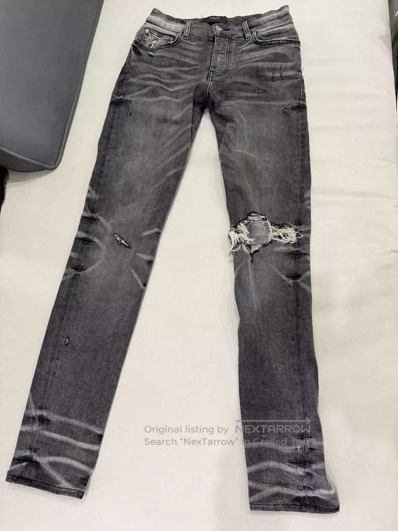 Amiri Amiri Gray ripped denim pants Size US 30 / EU 46 - 1 Thumbnail