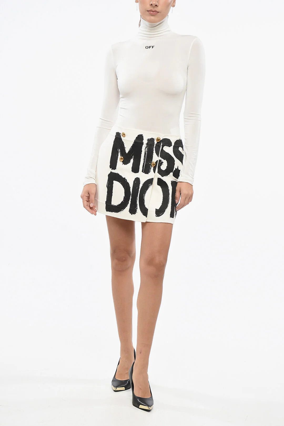 Dior o1mm0326 Wool-Blend Mini Skirt in White Size 27" / US 4 / IT 40 - 4 Thumbnail