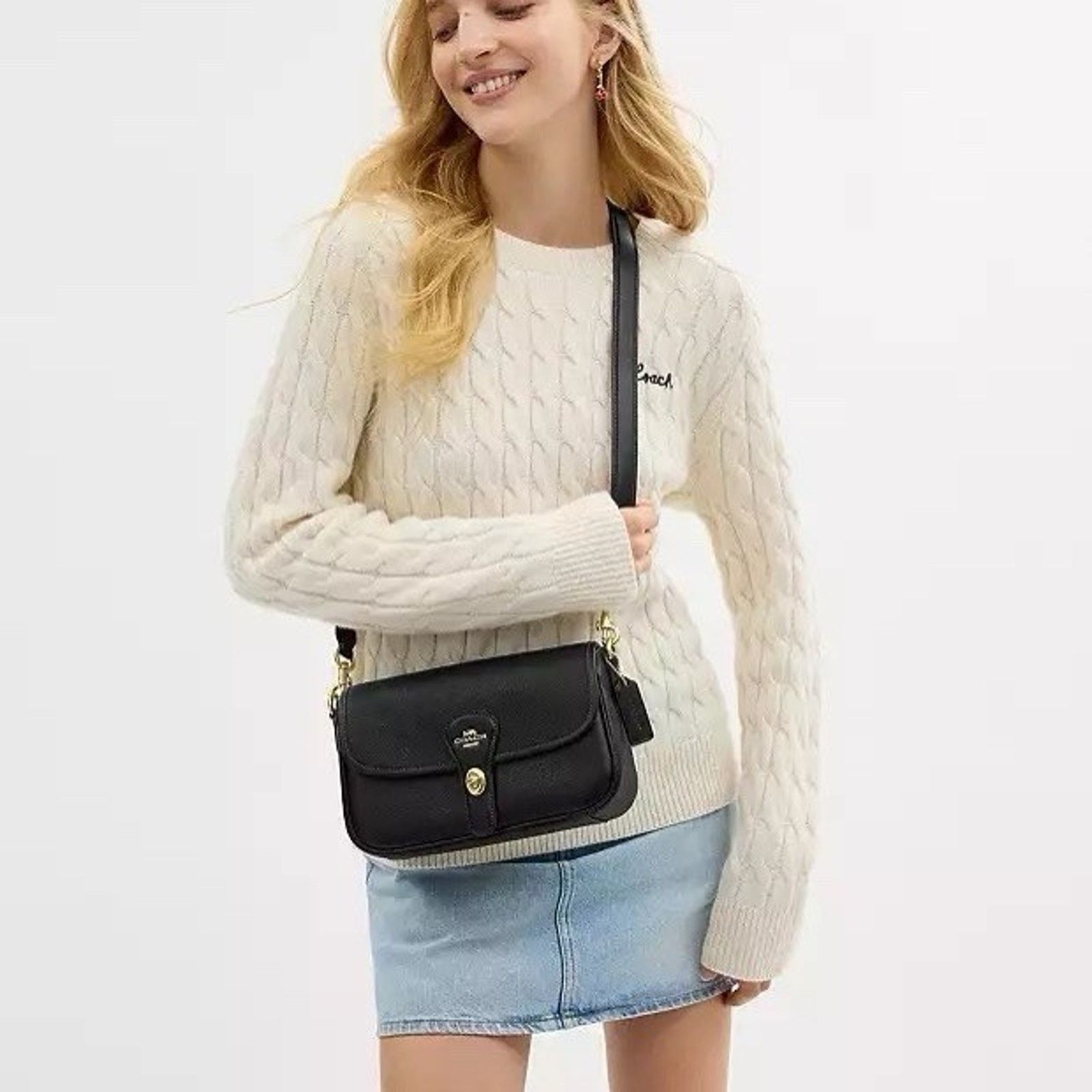 Coach NWT COACH Hadley Shoulder Bag Handbag CY683 Gold/Black Size ONE SIZE - 9 Thumbnail