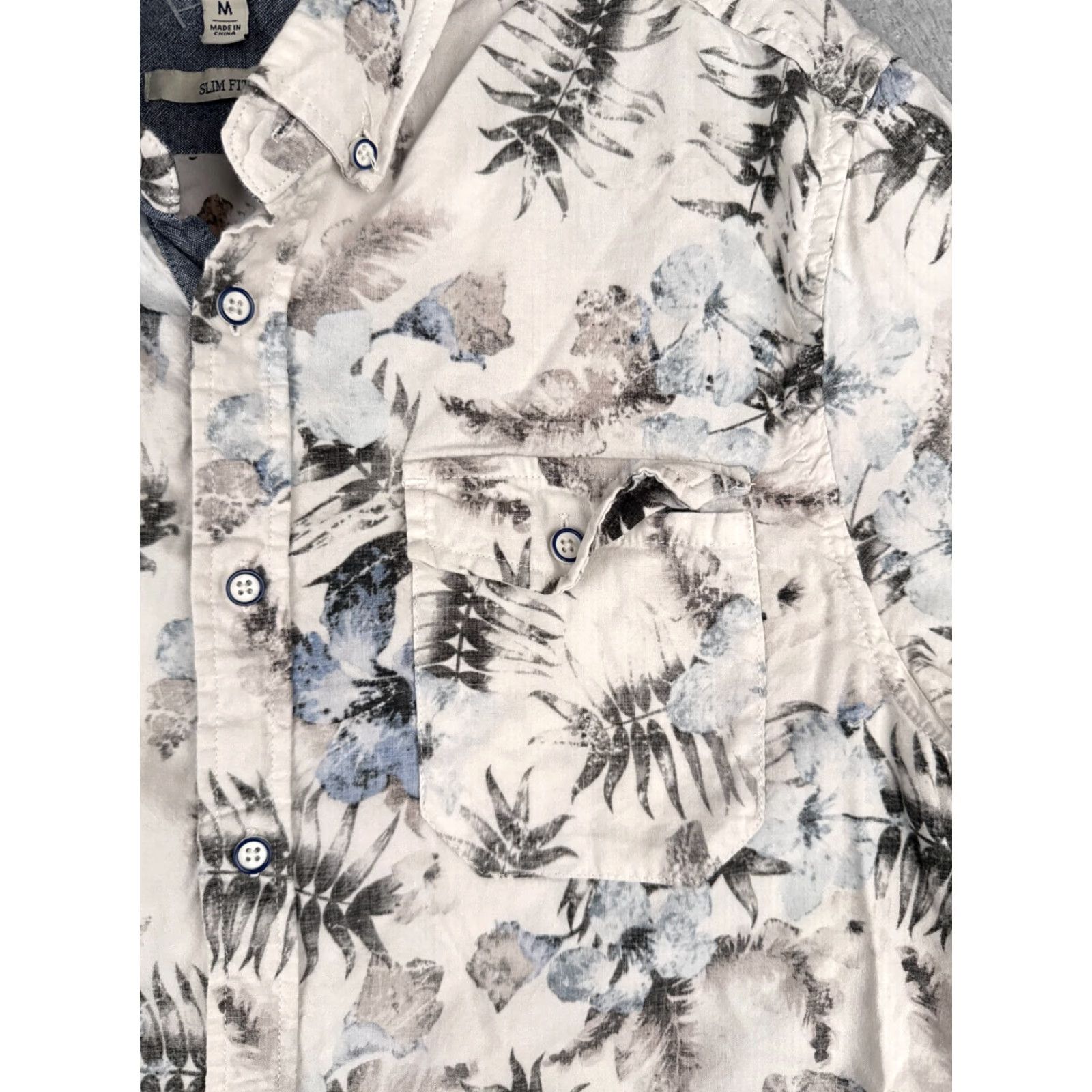 Vintage VINTAGE REPORT COLLECTION Shirt Men Medium White Floral Cotton Slim Fit Hawaiian (90s Theme) Mens Size US M / EU 48-50 / 2 - 6 Thumbnail