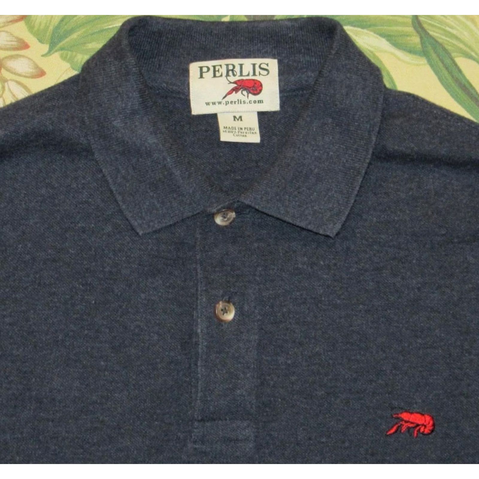 Vintage PERLIS Navy Blue Short Sleeve Cotton Polo Shirt M - Mens, Polo, Navy, Medium, Regular Size US M / EU 48-50 / 2 - 2 Thumbnail