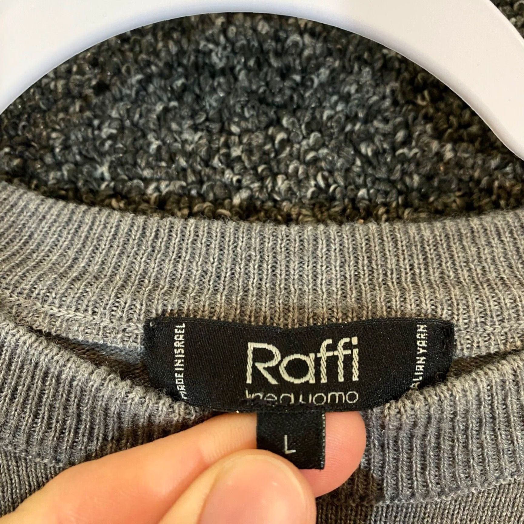 Vintage RAFFI Sweater Linea Uomo Mens Large Gray Merino Wool Blend Crew Neck Pullover Knit Style Classic Preppy All Seasons Winter Fall Spring Casual Workwear Size US L / EU 52-54 / 3 - 2 Thumbnail