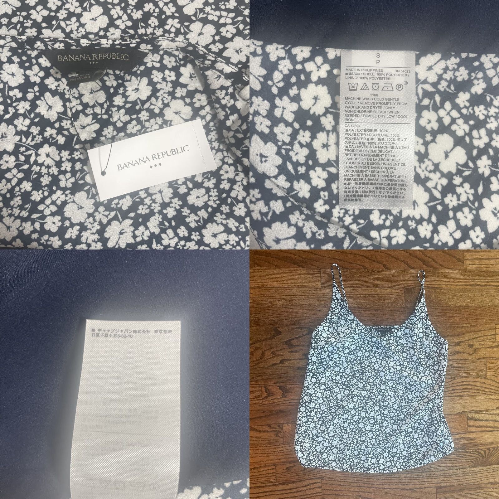Banana Republic VINTAGE Banana Republic? No, Vintage: No. Banana Republic Women Blouse S Navy Blue Floral Spaghetti Sleeveless NWT Sized Small Size S / US 4 / IT 40 - 10 Thumbnail