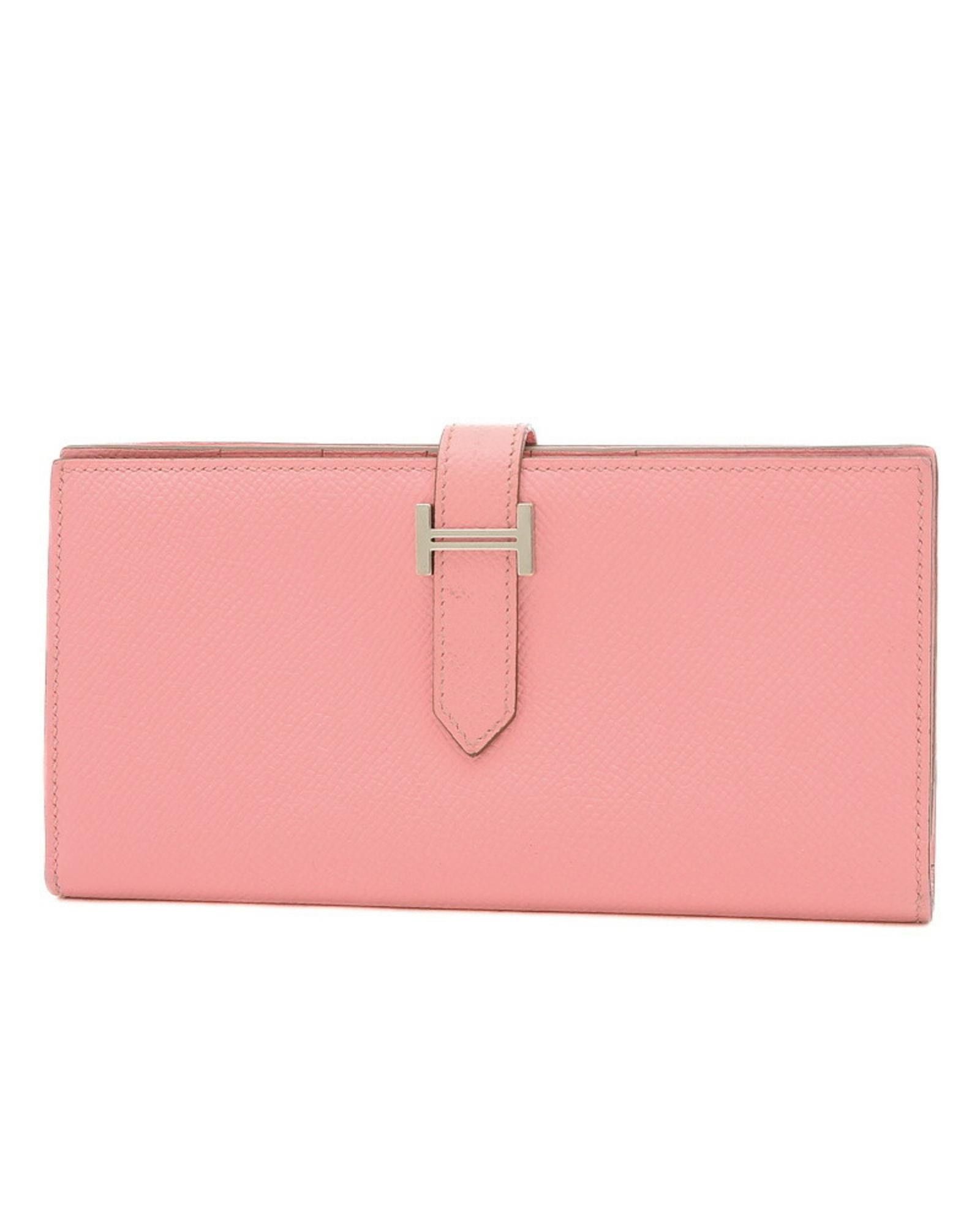 image of Hermes Sophisticated Leather Bifold Wallet in Pink, Women's