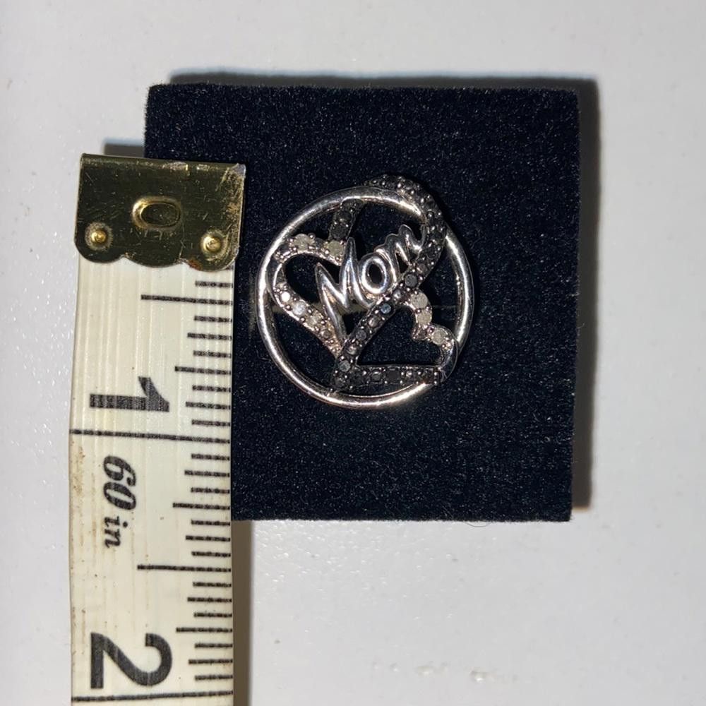 Designer Silver MOM Pendant W/ Cubic Zirconia & Black Onyx Size ONE SIZE - 2 Thumbnail
