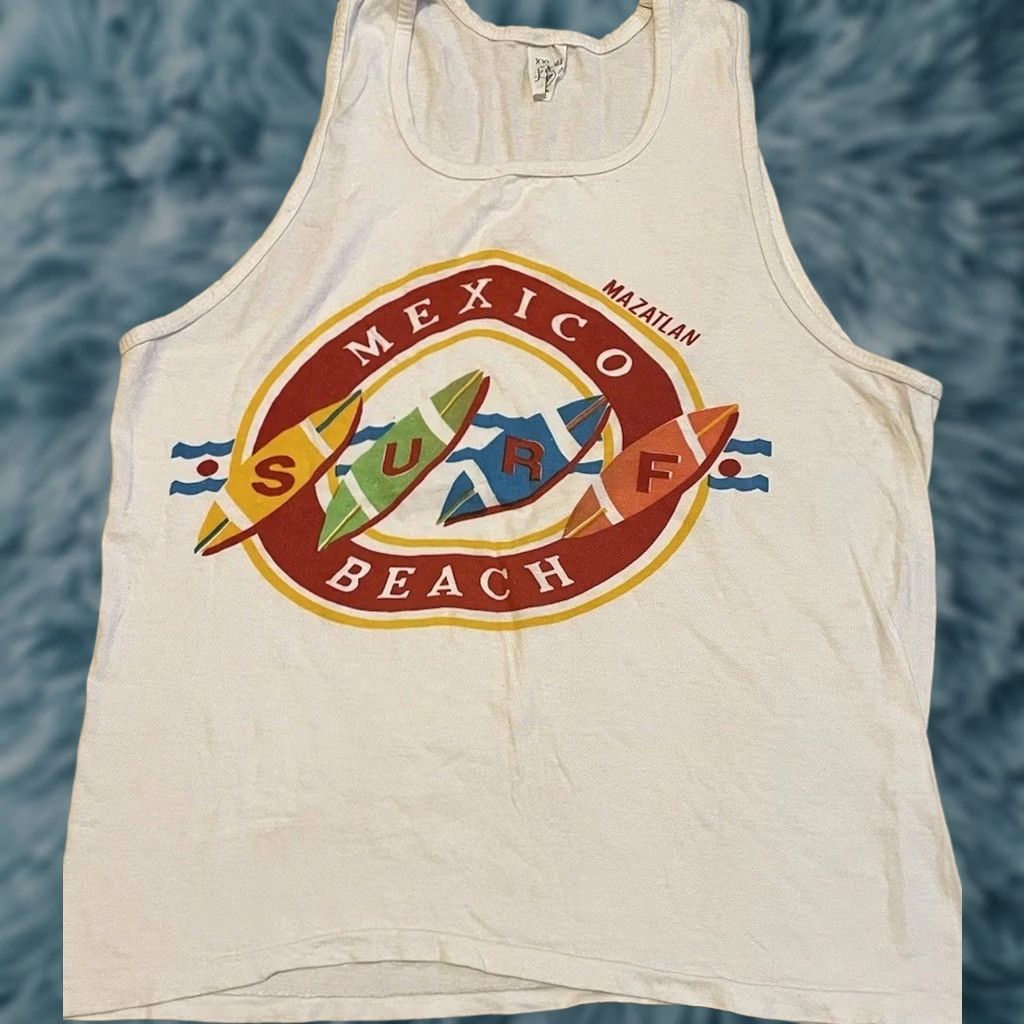 Vintage VINTAGE 80s Mexico Beach Surf Tank Top XS White Single Stitch T-Shirt Men Fashion Graphic Tee Beach Vaporwave Grunge Ocean Pacific Style 90s USA Mens Size US XS / EU 42 / 0 - 1 Thumbnail