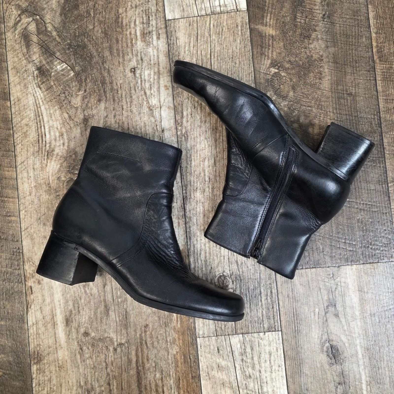 Vintage Vintage 90s Black Boots Leather Block Heel Women's 10 Size US 10 / IT 40 - 2 Thumbnail