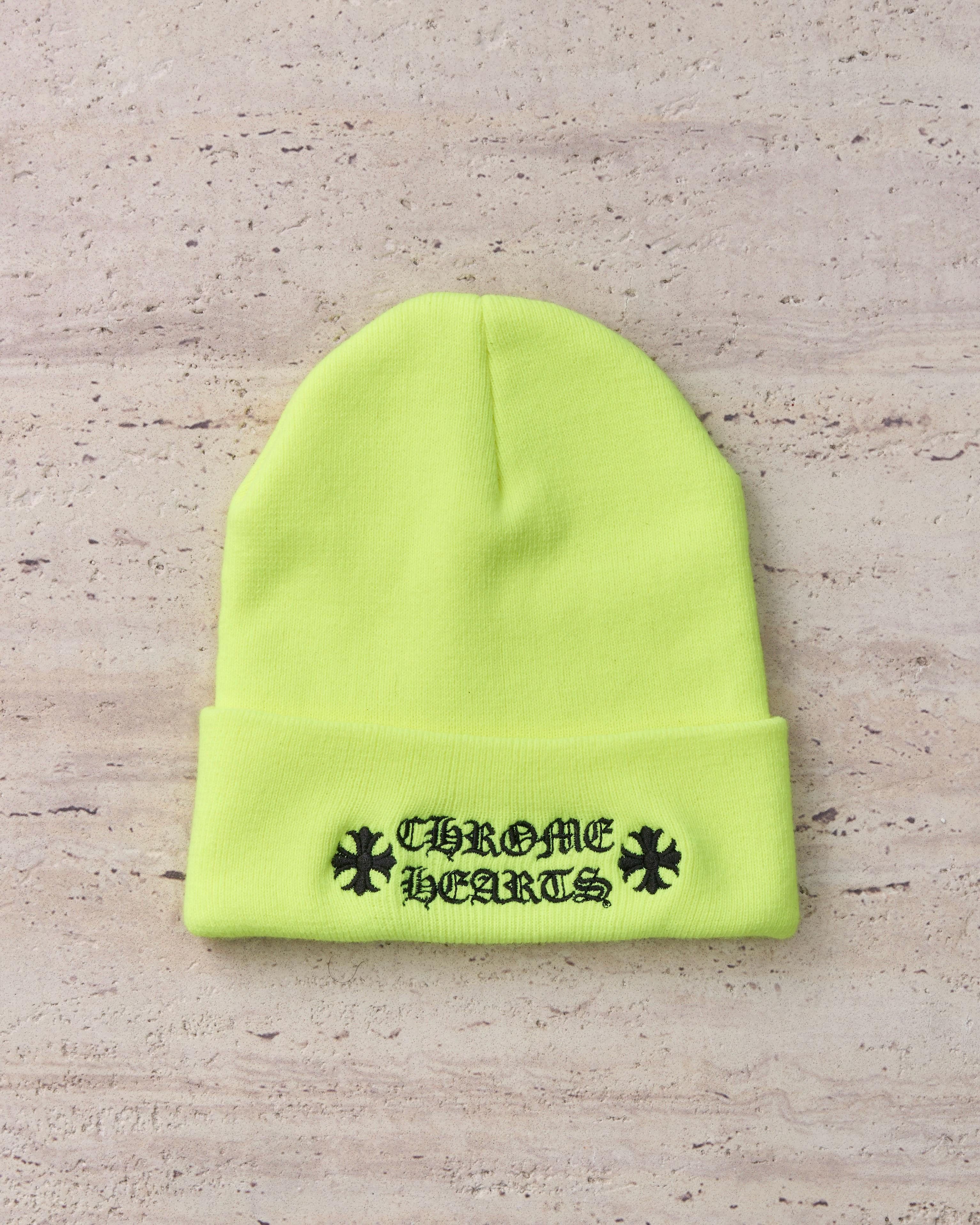 Chrome Hearts Chrome Hearts stacked +CHROME HEARTS+ beanie neon lime Size ONE SIZE - 1 Thumbnail