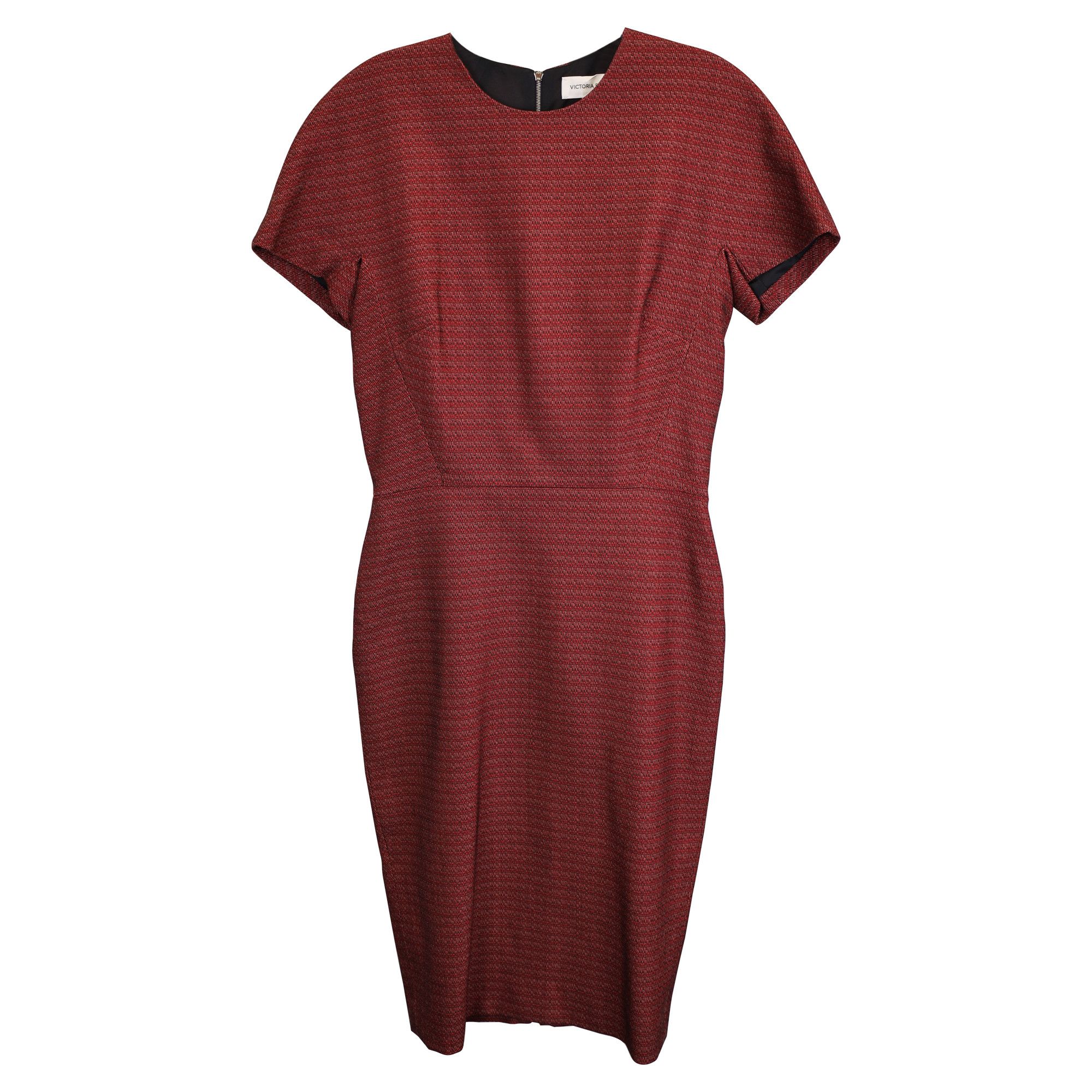 Victoria Beckham Victoria Beckham Stretch Jacquard Midi Dress in Burgundy Cot Size XS / US 0-2 / IT 36-38 - 1 Thumbnail