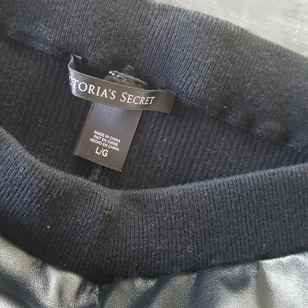 Designer Black Leather Face VS Sweats Size 36" / US 14 / IT 50 - 3 Thumbnail