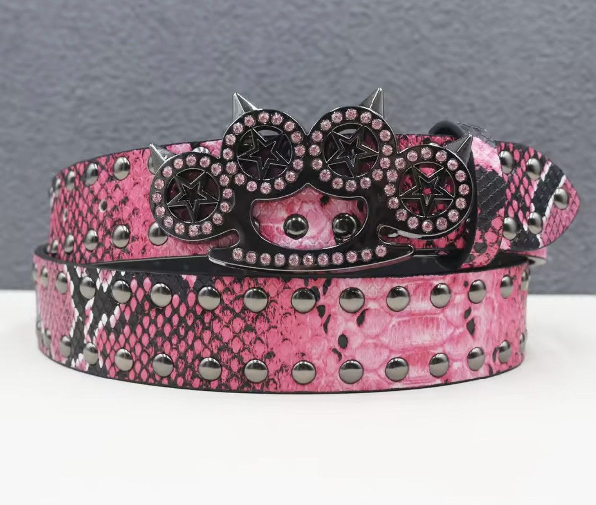 Japanese Brand 125 cm RARE Y2K Hot Snakeskin Studded PU Leather Belt Size ONE SIZE - 5 Thumbnail