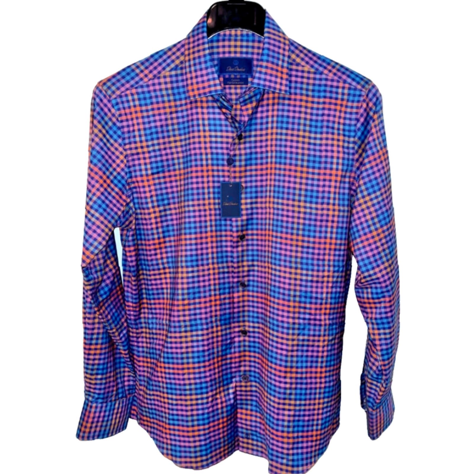 David Donahue David Donahue Check Fusion Performance Sport Shirt Mens M NWT MSRP 165 Size US M / EU 48-50 / 2 - 6 Thumbnail