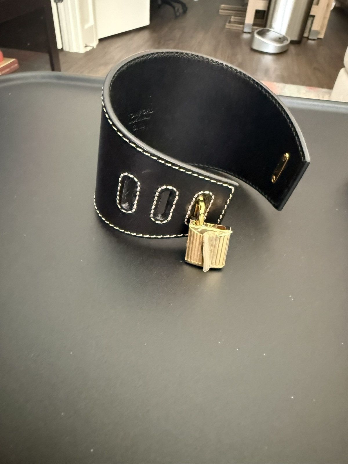 Tom Ford Tom Ford Leather Padlock Cuff Bracelet Size ONE SIZE - 2 Thumbnail